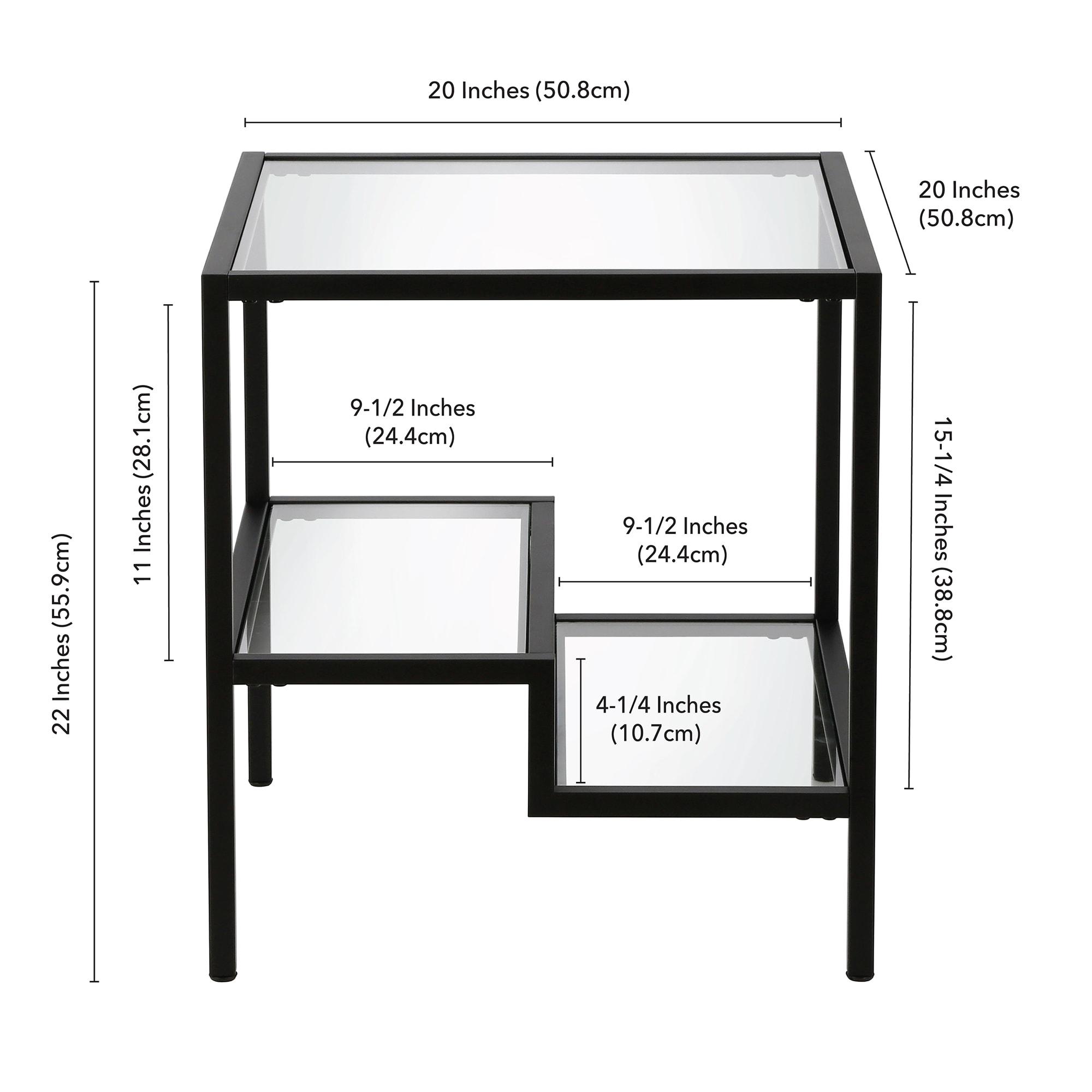 Evelyn&Zoe Lovett 20" Wide Square Side Table, Blackened Bronze