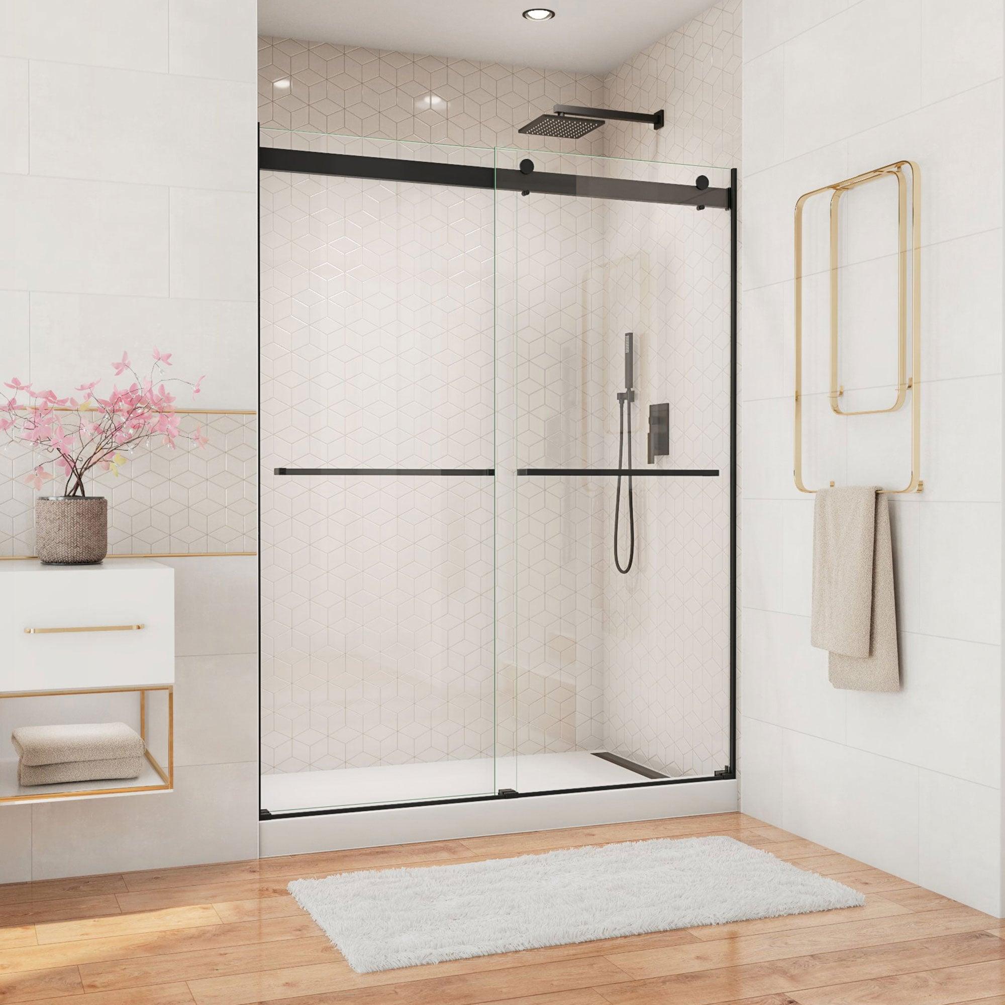 56" - 60" W x 76" H Reversible Frameless Shower Door with ClearMax Technology