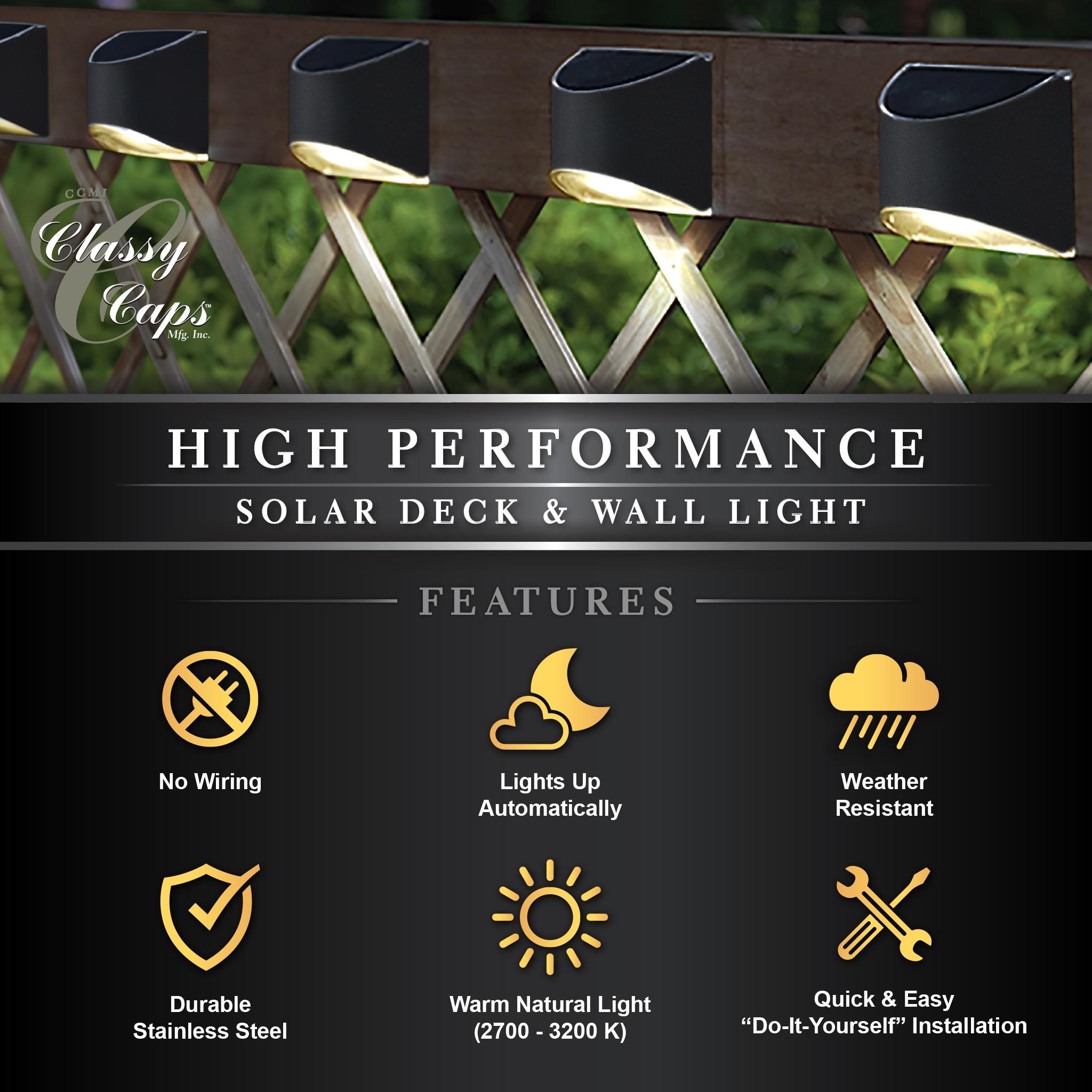 Classy Caps Stainless Steel Solar Powered Integrated LED Metal Deck Light