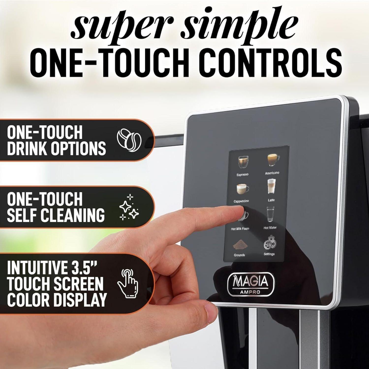 Magia AMPRO Automatic Espresso Machine with Grinder, Super Automatic Coffee Machine and Milk Frother by Zulay Kitchen