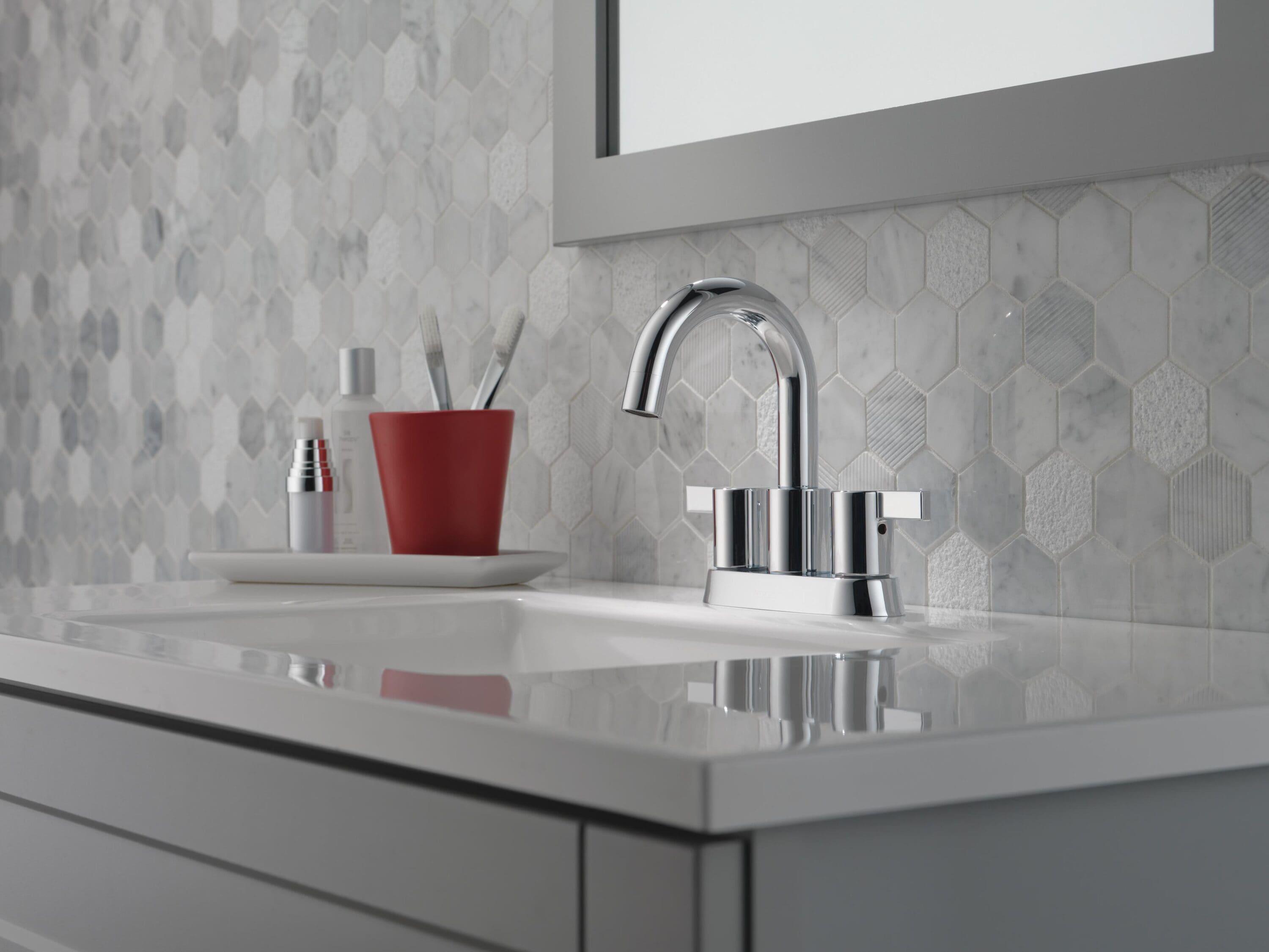 Precept Two Handle Centerset Bathroom Faucet with Drain Assembly