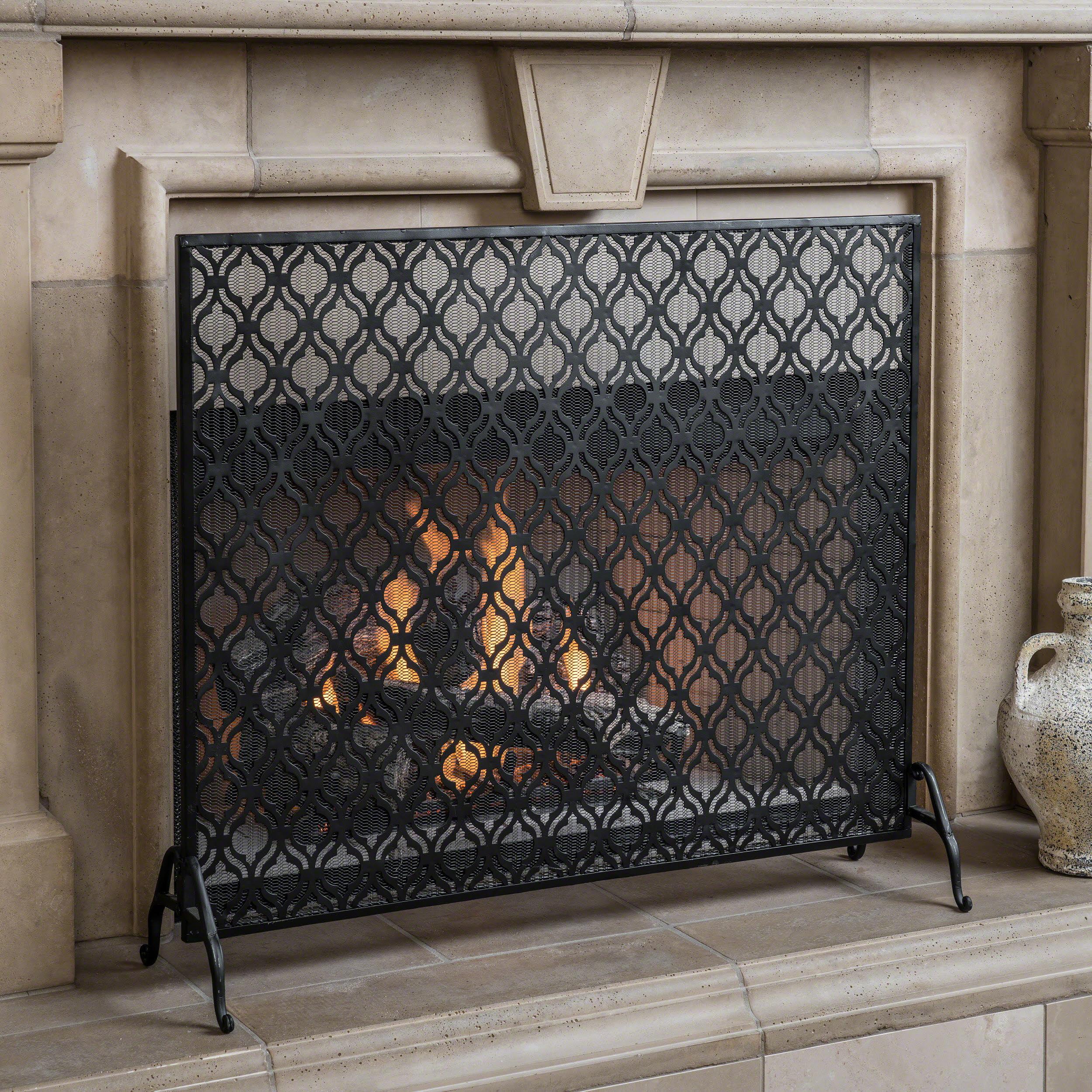 Fleur De Lis Living Tennison 1 Panel Iron Fireplace Screen
