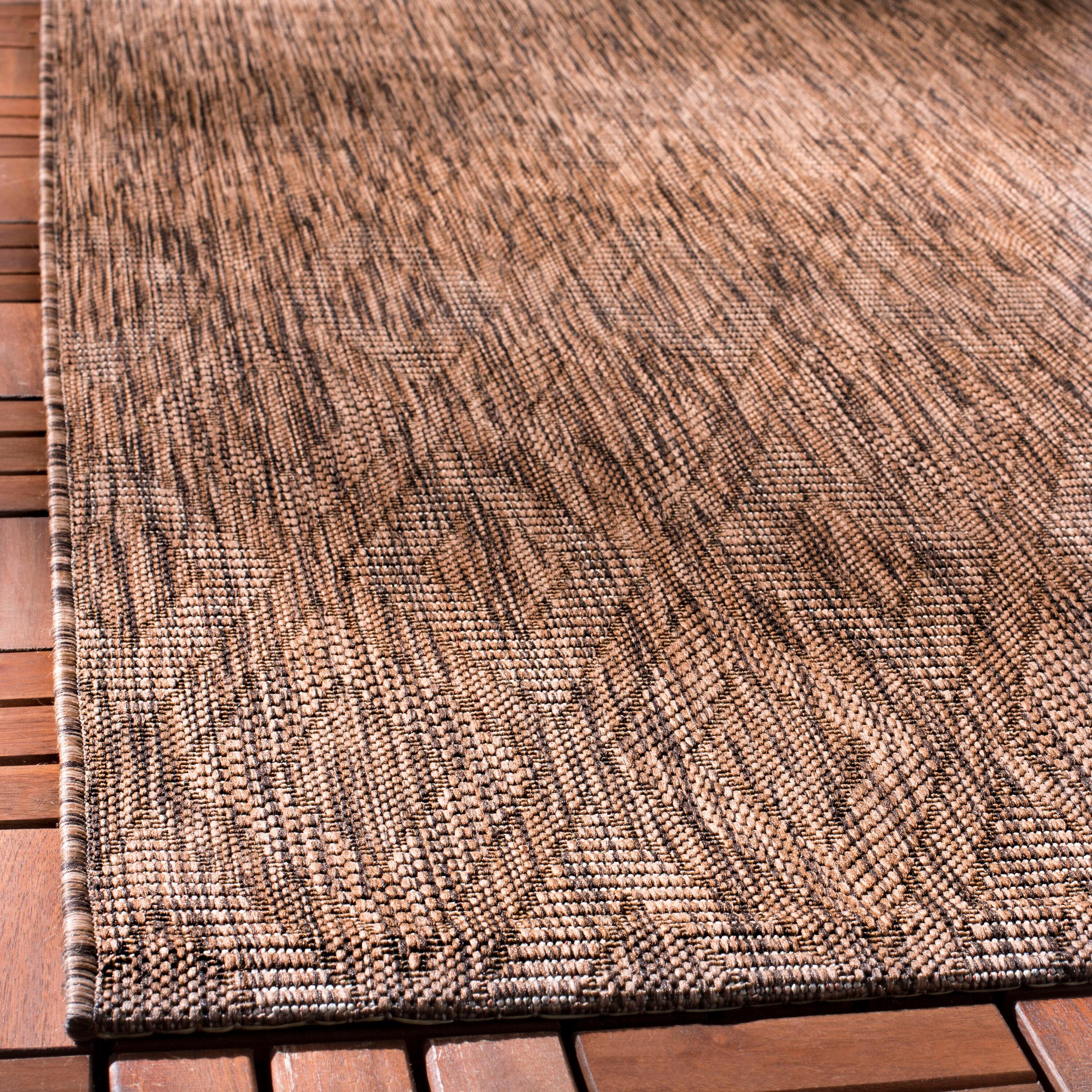SAFAVIEH Courtyard Teodor Geometric Indoor/Outdoor Area Rug, Brown/Brown, 9' x 12'