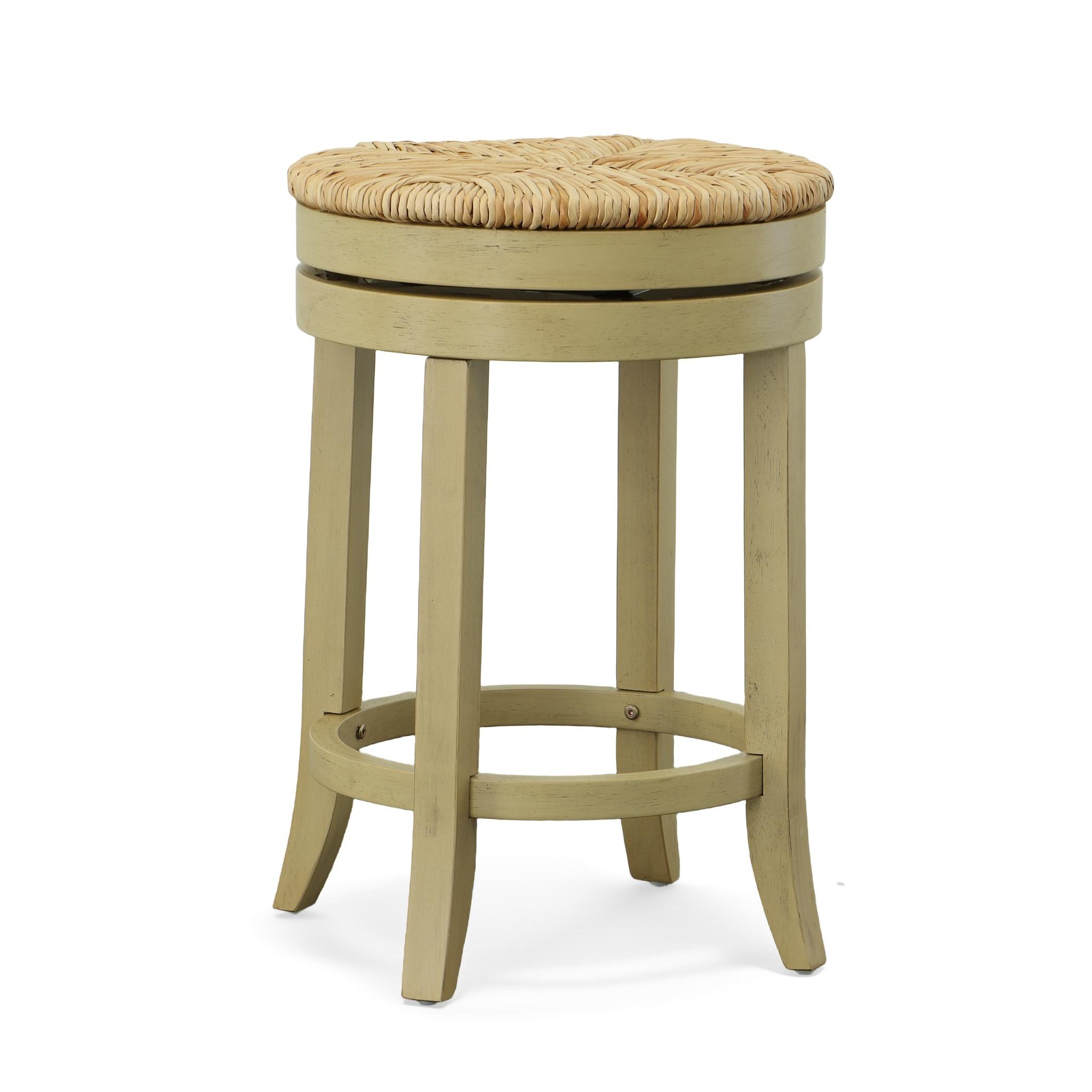 Carolina Living 24" Leif Swivel Rush Seat Counter Height Barstool Weathered Gray: Solid Wood, Indoor Use