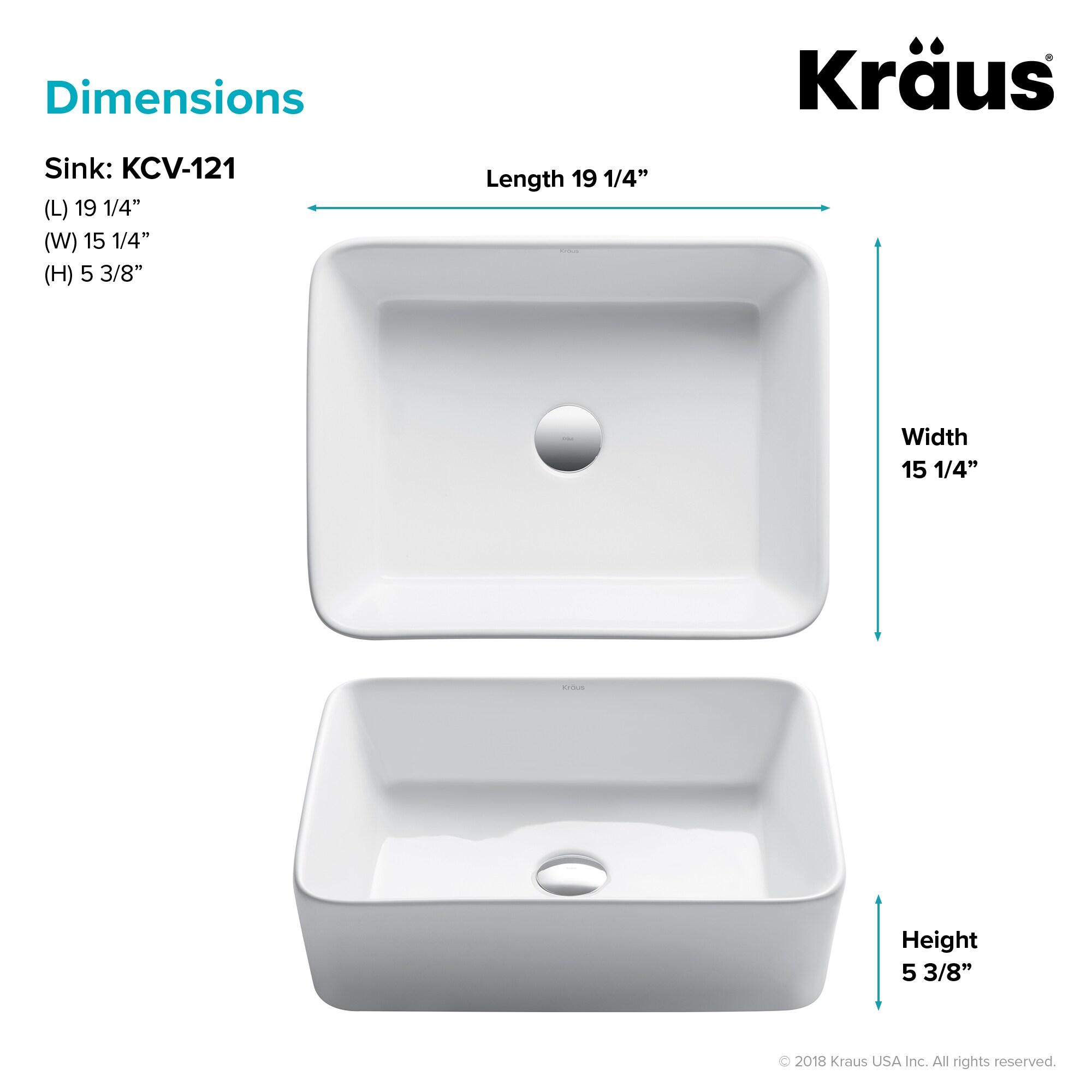 Kraus KCV-121 Thin ceramics Rectangular Vessel Bathroom Sink