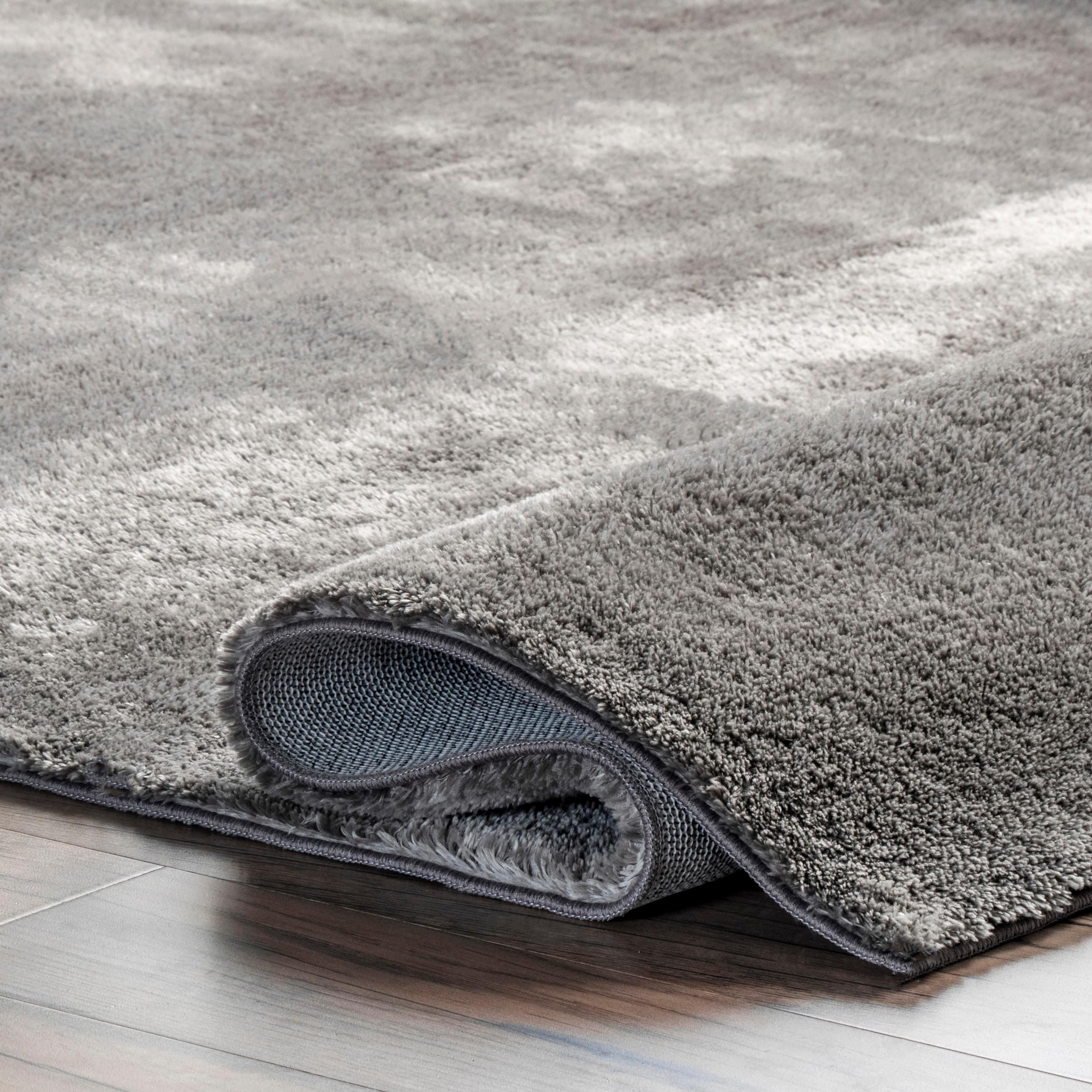 Nuloom Loni Solid 2x3 Machine Washable Accent Shag Indoor Area Rug for Living Room Bedroom Dining Room Nursery Entryway, Dark Grey/Ivory