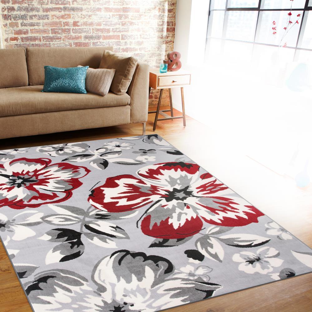 World Rug Gallery Modern Floral Design Red 7'6" x 9'5" Area Rug