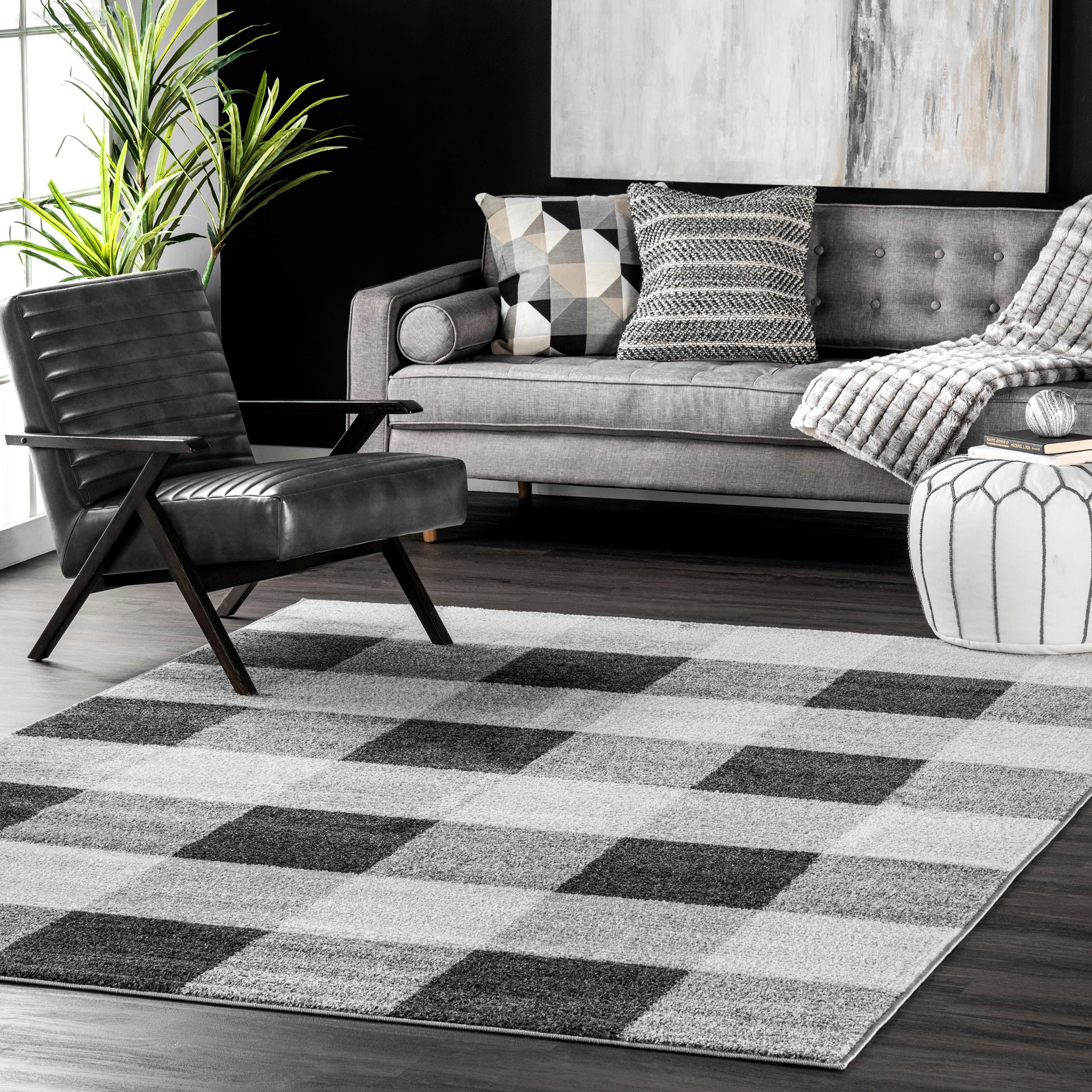 Nuloom Aisha Plaid 3x5 Accent Indoor Area Rug for Living Room Bedroom Dining Room Entryway Kitchen, Grey/Ivory