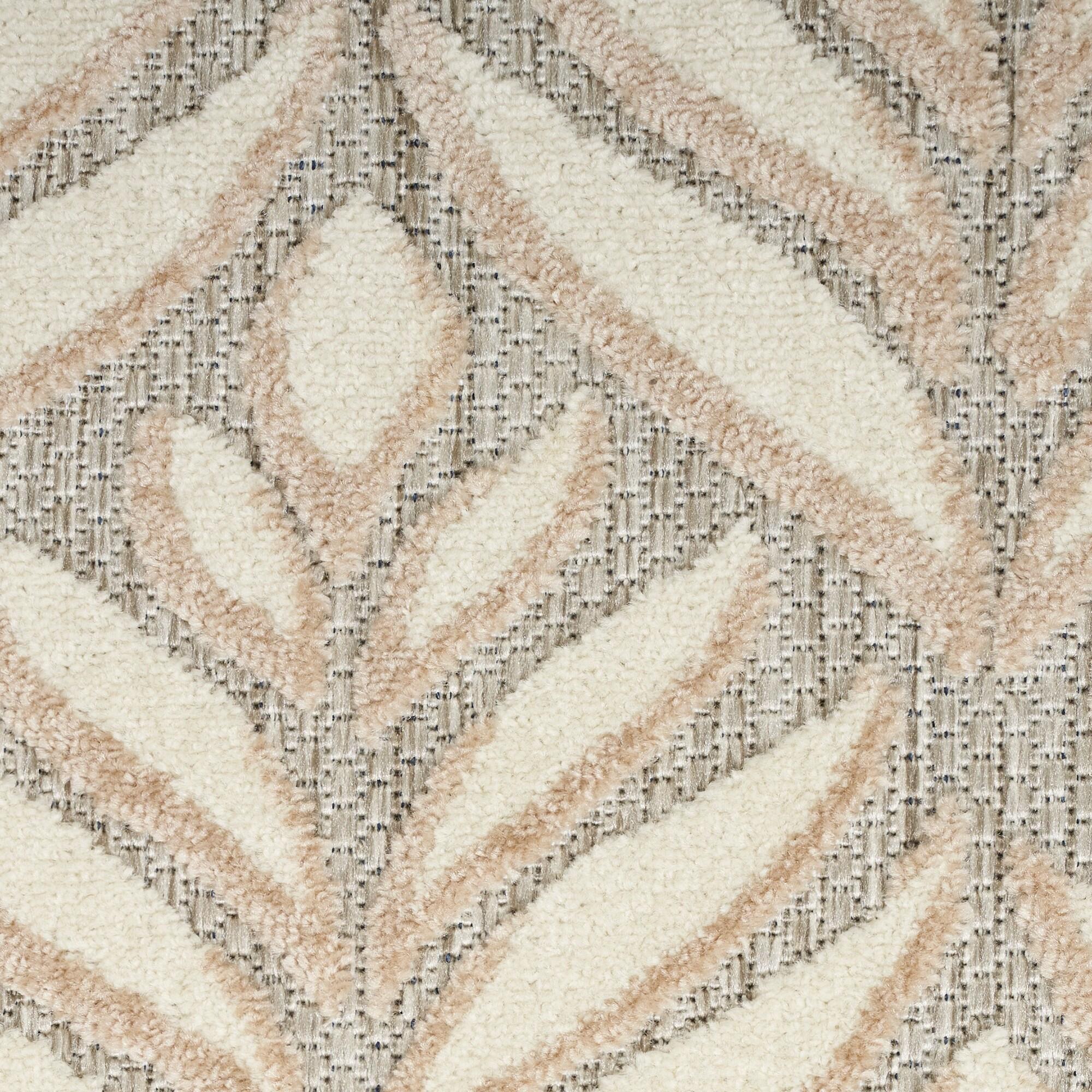 Nourison Aloha Tropical Palm Flatweave High-Low Indoor Outdoor Area Rug Ivory Grey 3'6" x 5'6"