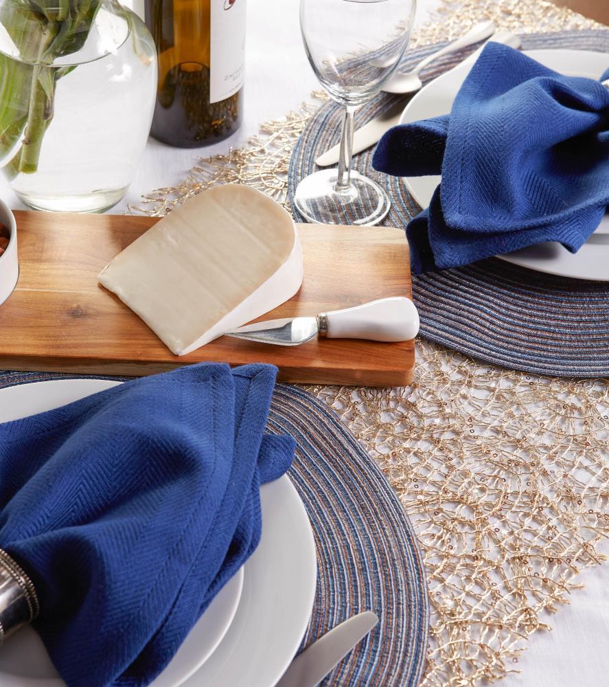 DII Variegated Placemat Set 6 Piece, Blue, 15" Dia