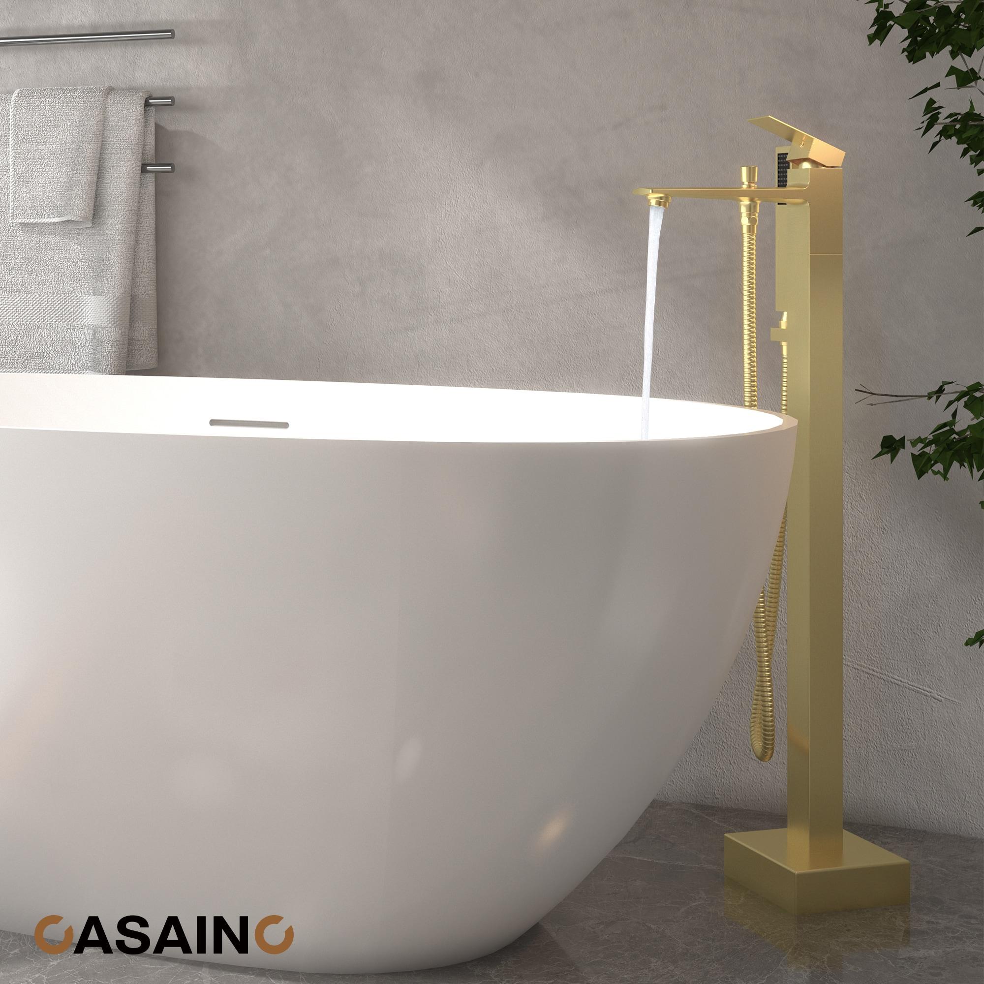 Single Handle Free Standing Bathtub Faucet with Diverter and Handshower