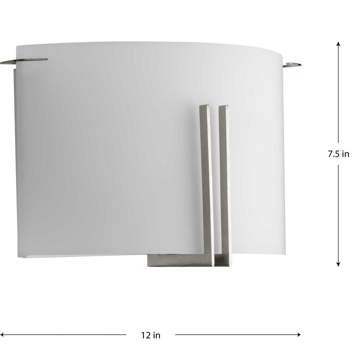 Progress Lighting, Modern Glass Collection, 2-Light Wall Sconce, Brushed Nickel, Etched Glass, Steel.