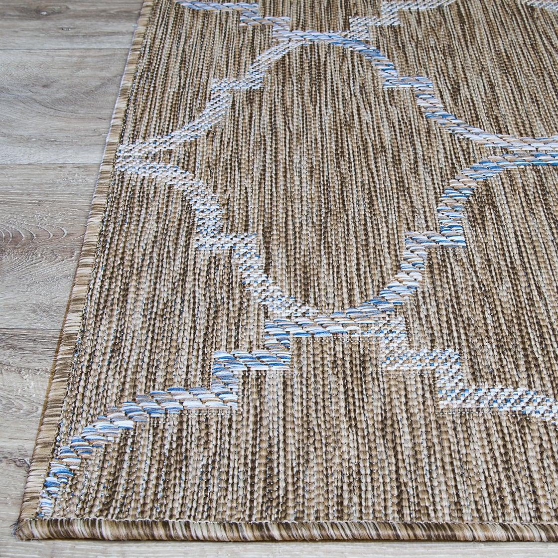 Couristan 2' x 7' Sand and Ivory Trellis Outdoor Rug