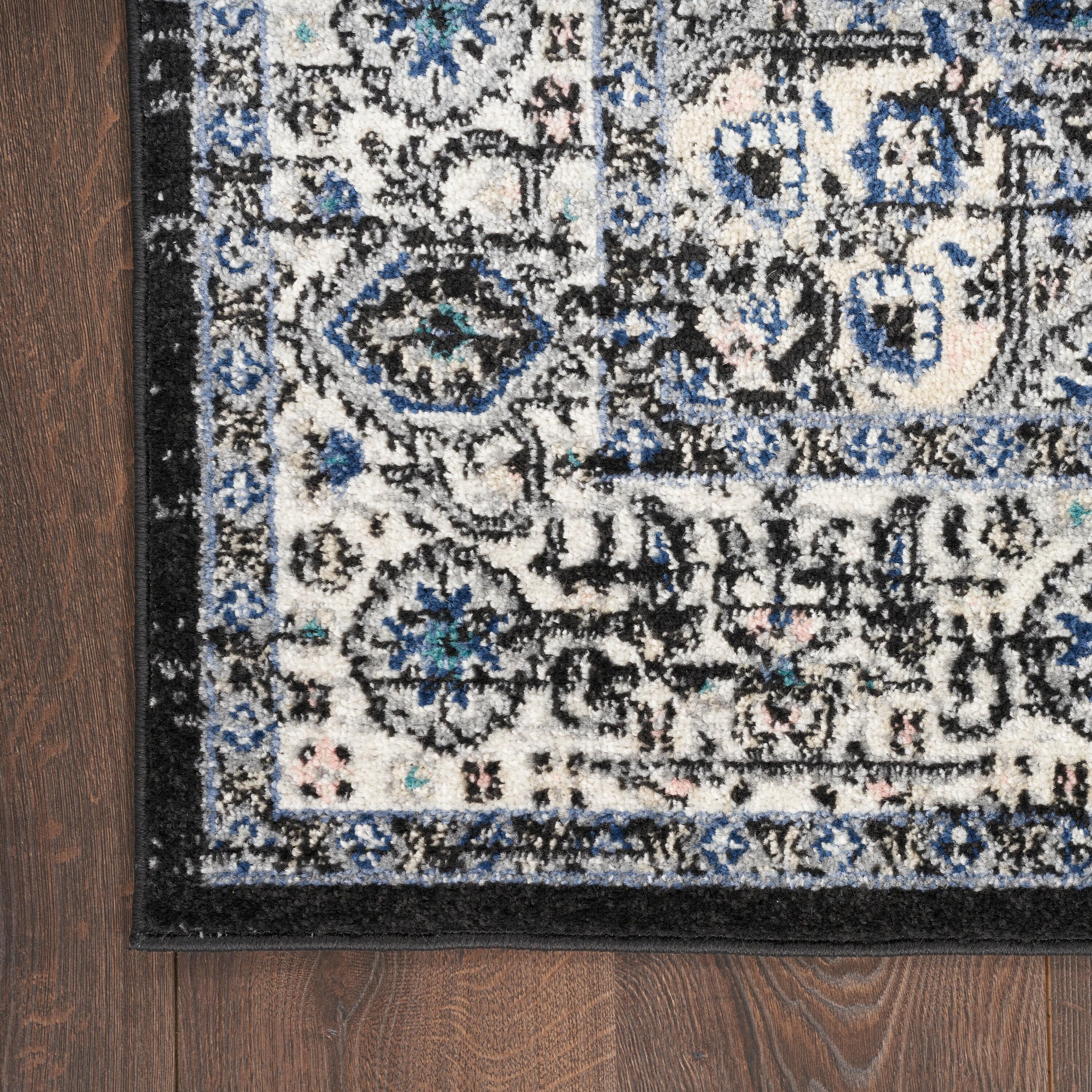 Nourison Passion Medallion Bohemian Indoor Rug Black Ivory 2'2" x 10'