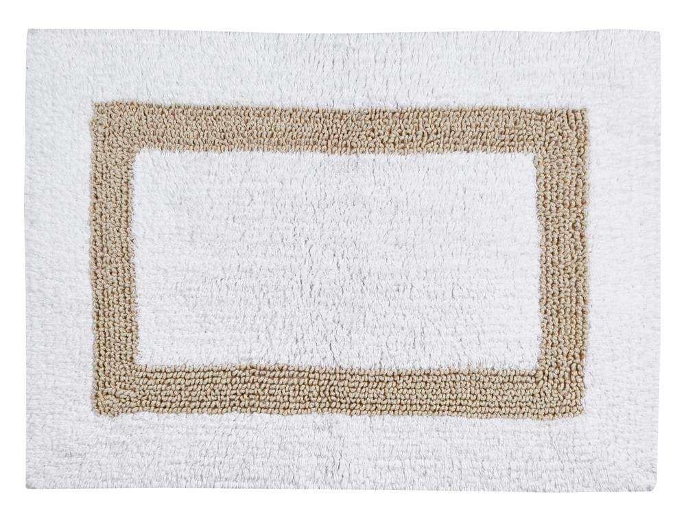 Better Trends Hotel 100% Cotton Tufted Two Tone Reversible Bath Rug 17" x 24" Rectangle - White/Sand