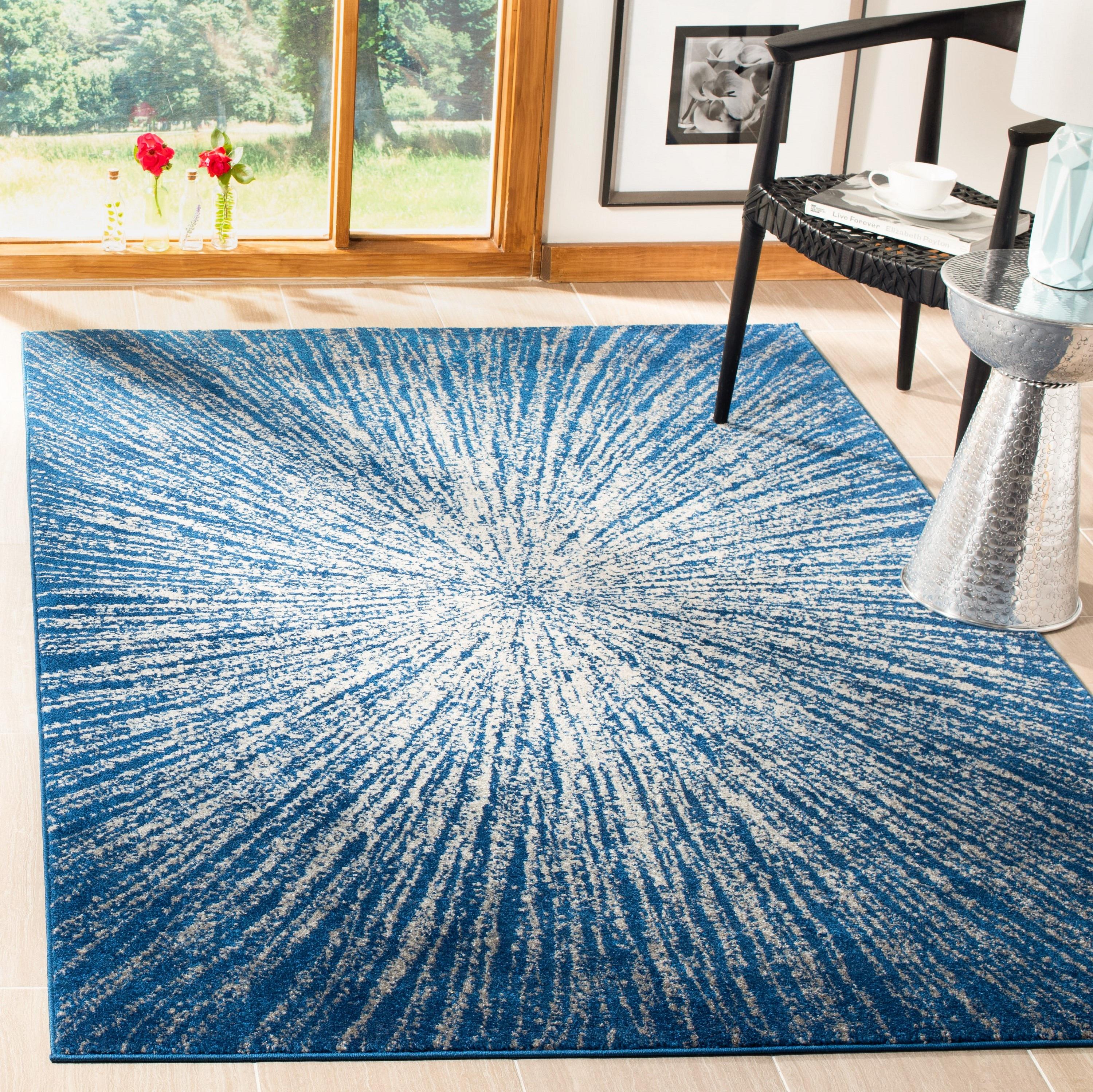 SAFAVIEH Evoke Vana Abstract Area Rug, Navy/Ivory, 9' x 12'