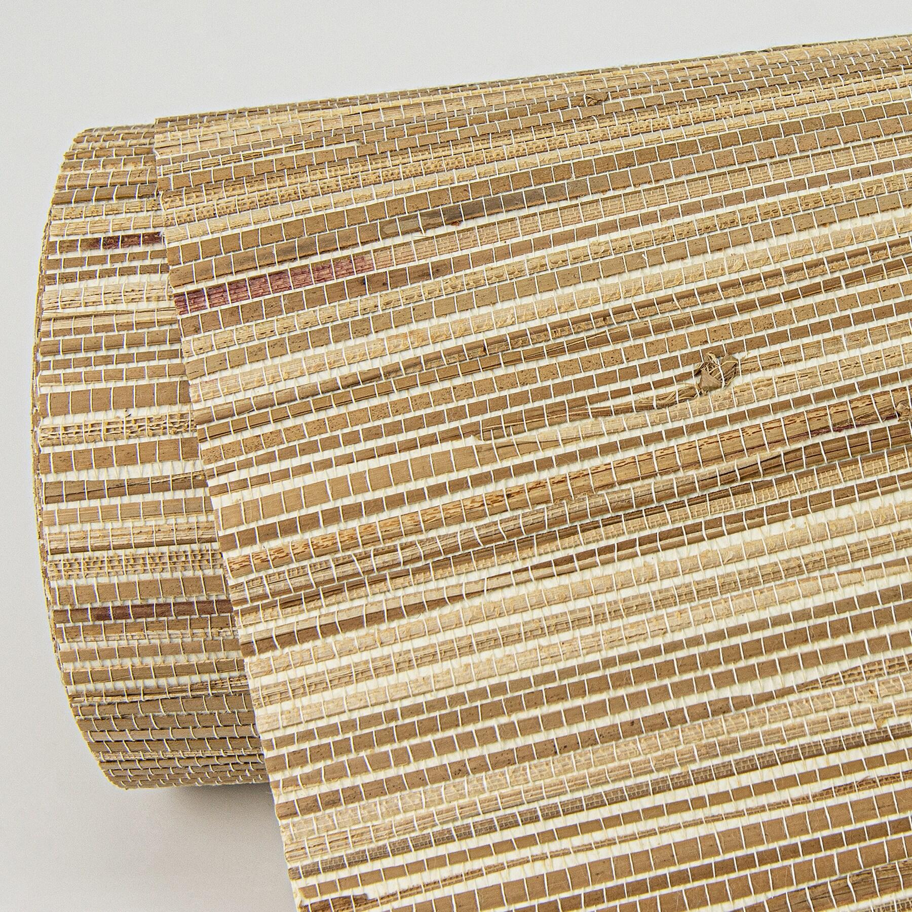 Neutral Brown Grasscloth Textured Wallpaper Roll