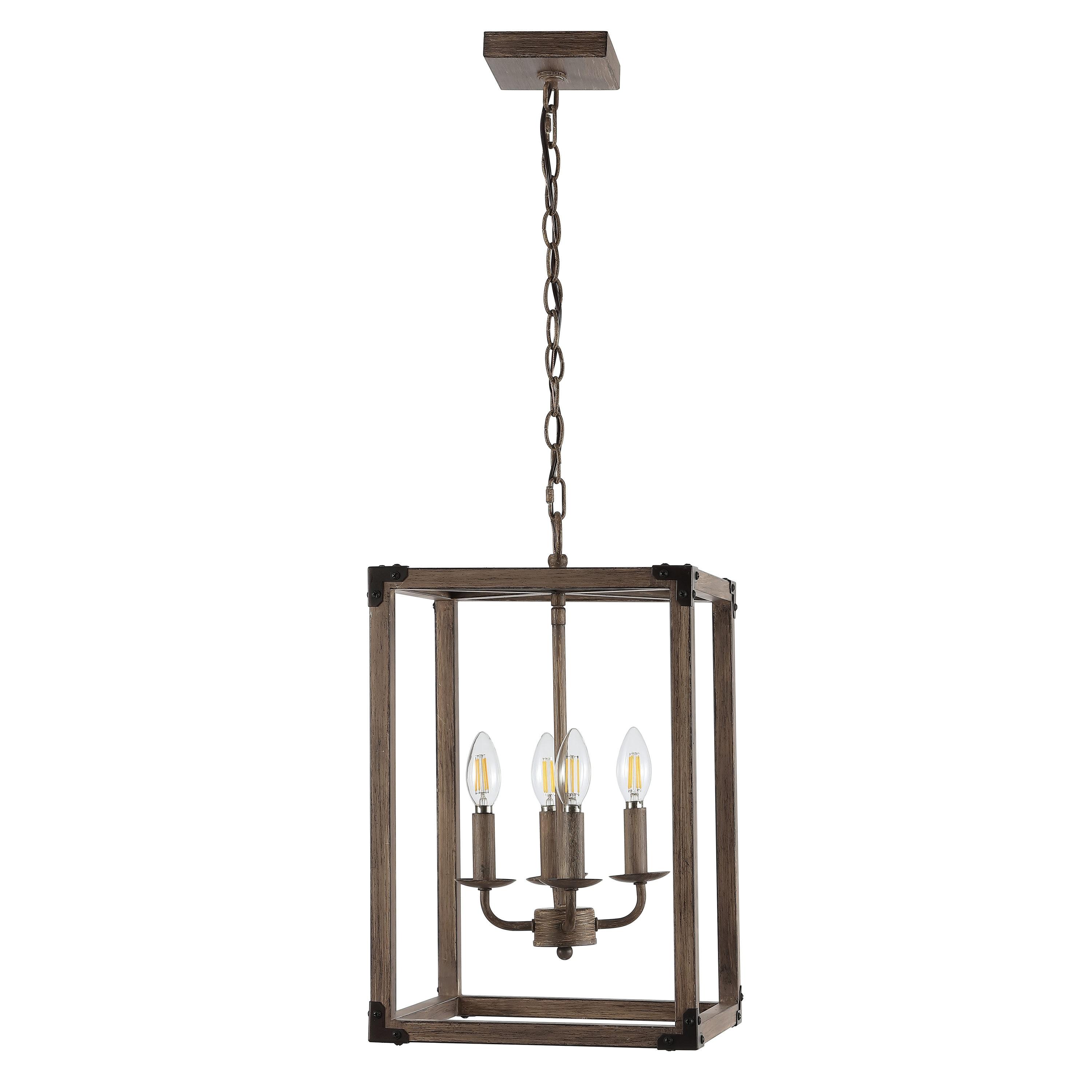 Magnolia 12.13" 4-Light Adjustable Iron Rustic Farmhouse LED Pendant, Brown