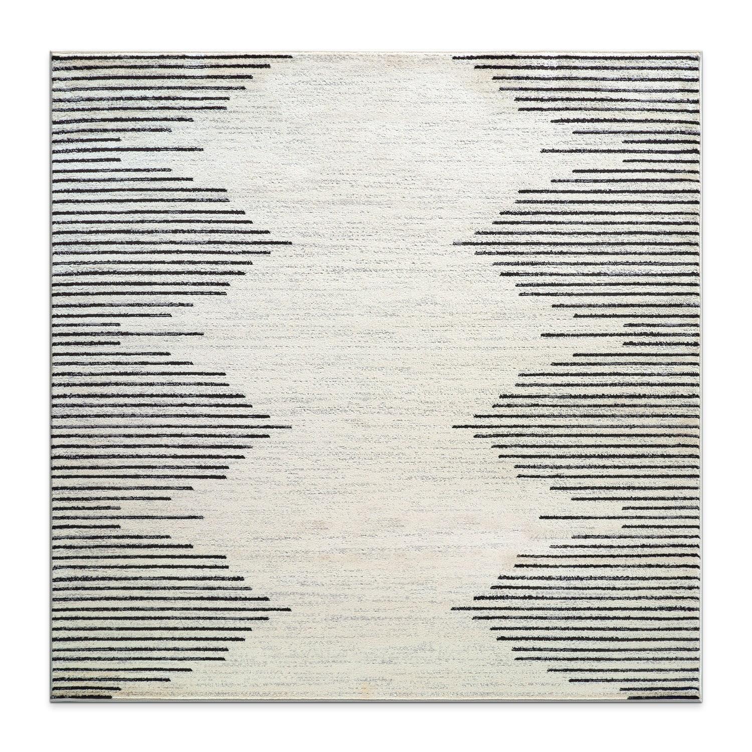 World Rug Gallery Area Rug Bohemian Stripe Jute Rug Carpets for Living Room Rugs for Sale - CREAM 6'6"x6'6"