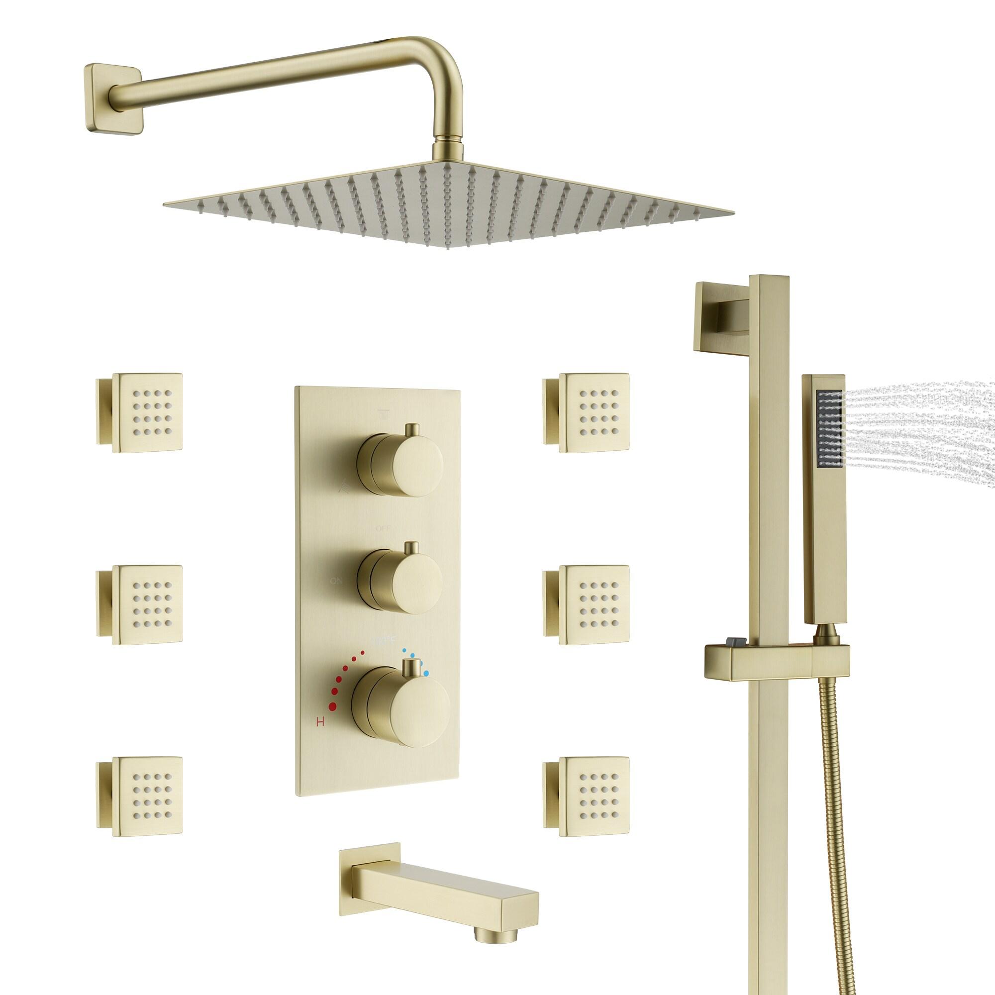 Brushed Gold Stainless Steel Multi-head Wall Mounted Shower System