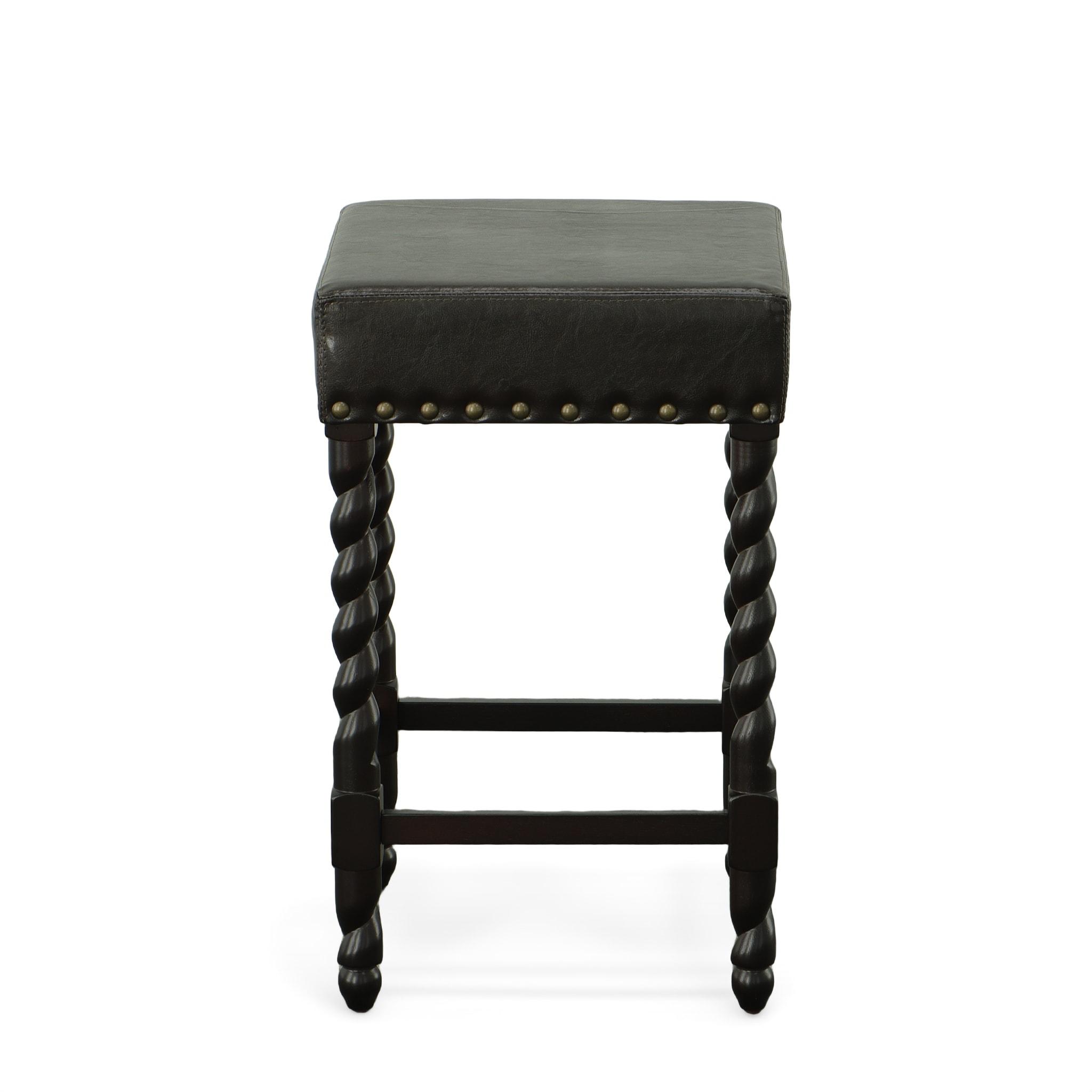 Carolina Living 24" Cadmus Counter Height Barstool Espresso and Table: Upholstered Vinyl, MDF Legs, Foam Fill