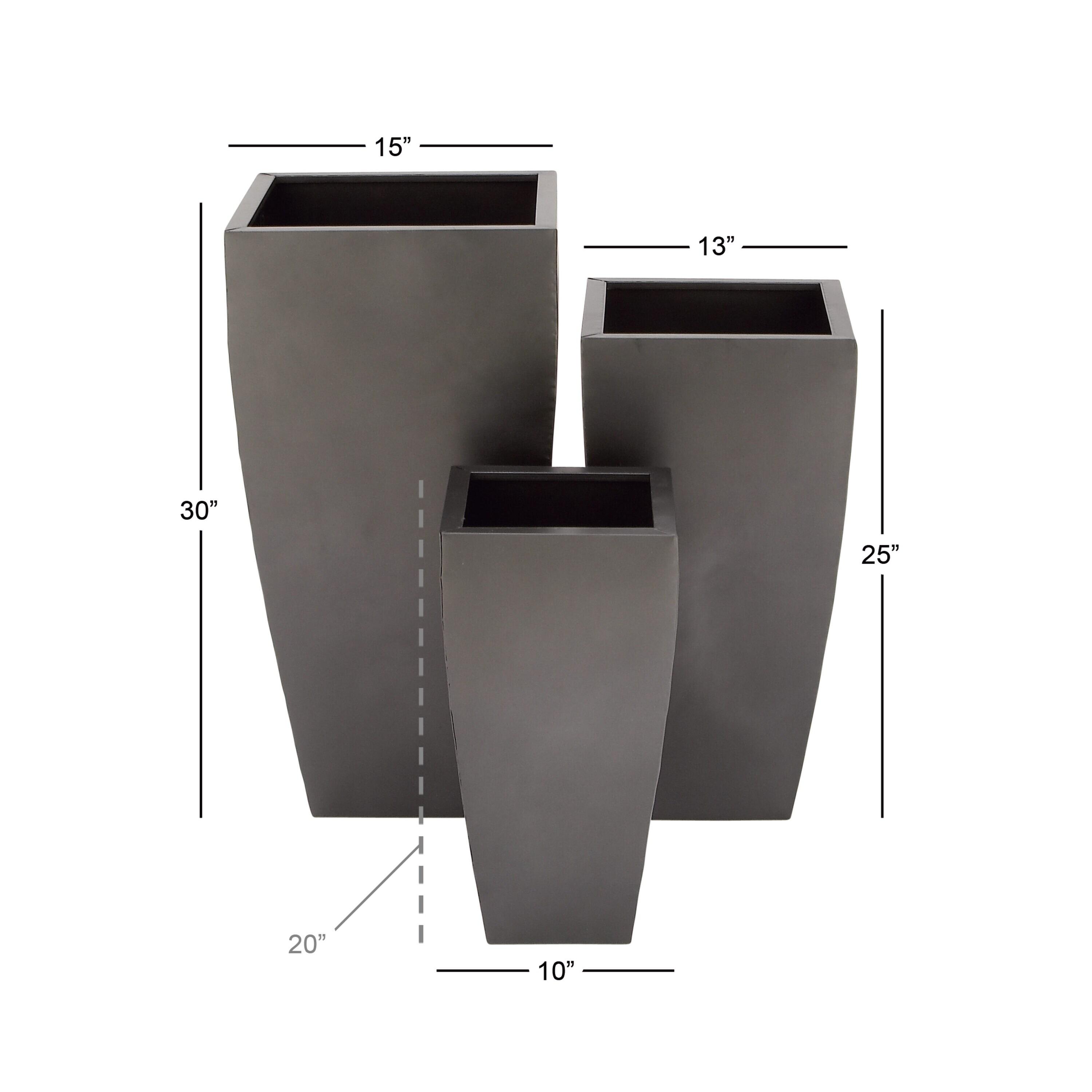 Set of 3 Modern Rectangular Metal Planters Black - Olivia & May: Iron Construction, Indoor/Outdoor Use, No Drainage Holes