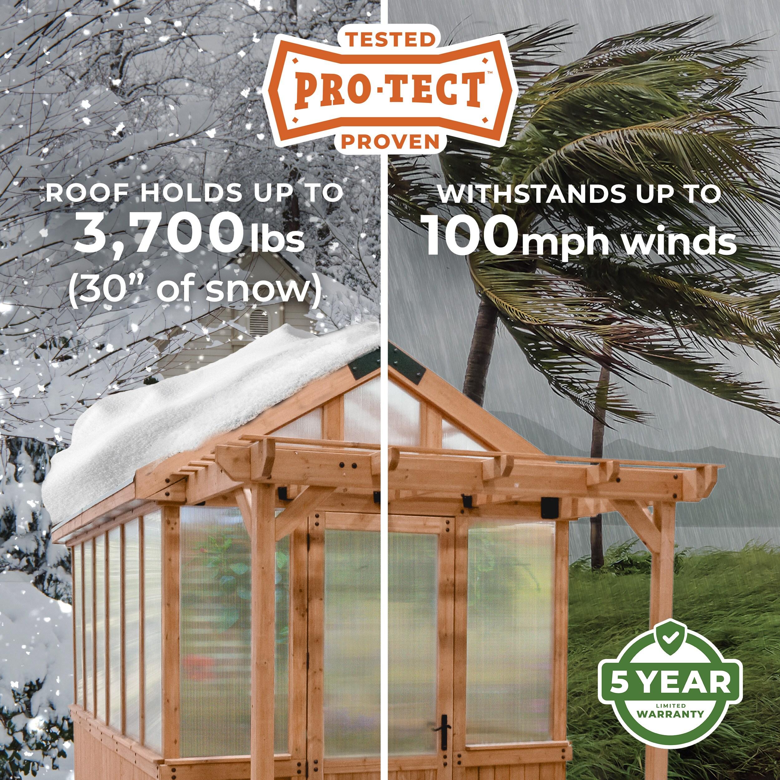 Backyard Discovery Bellerose 9' x 6' Cedar Wood and Polycarbonate Greenhouse Kit, Pergola