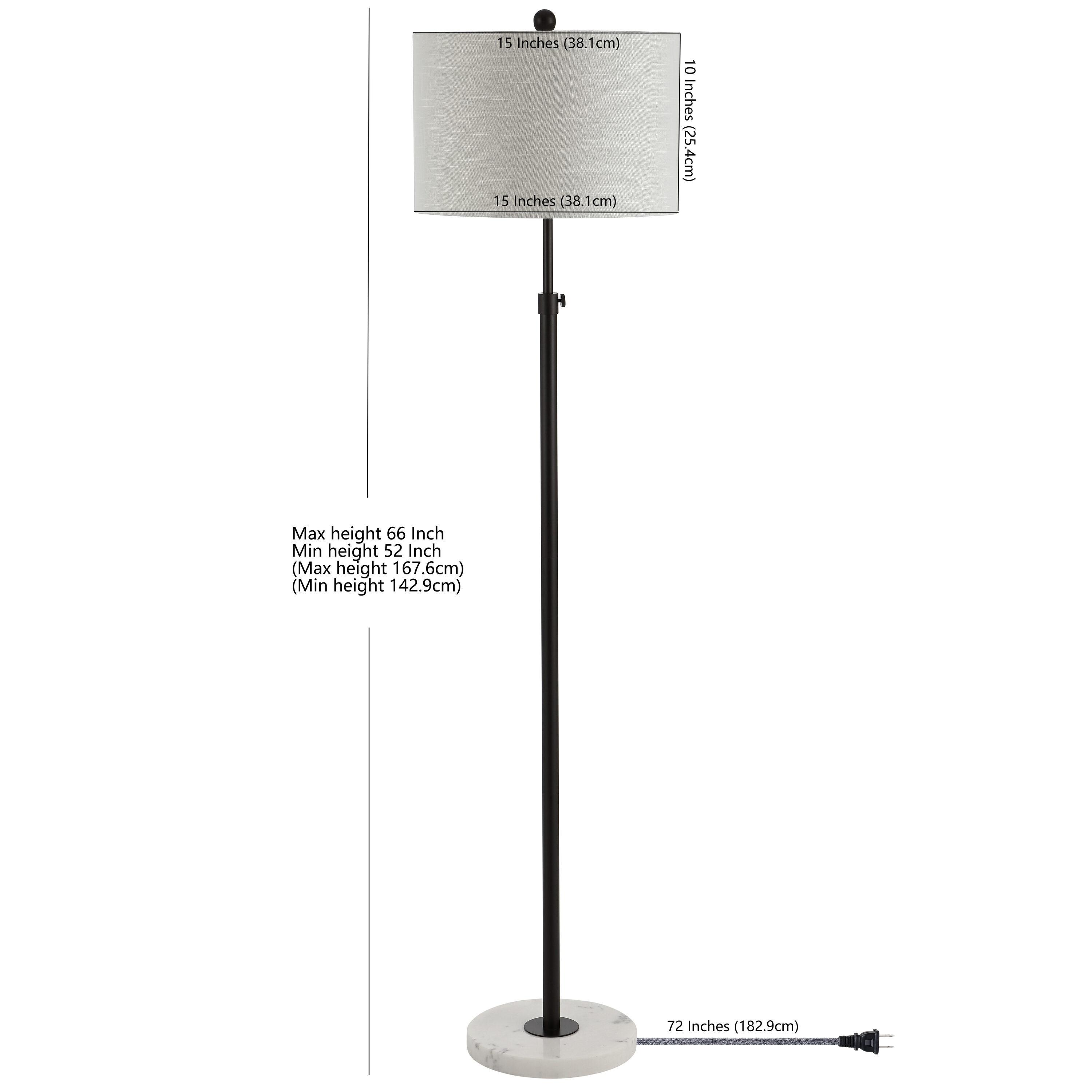 June Contemporary Adjustable 66" Oil-Rubbed Bronze Floor Lamp with White Linen Shade