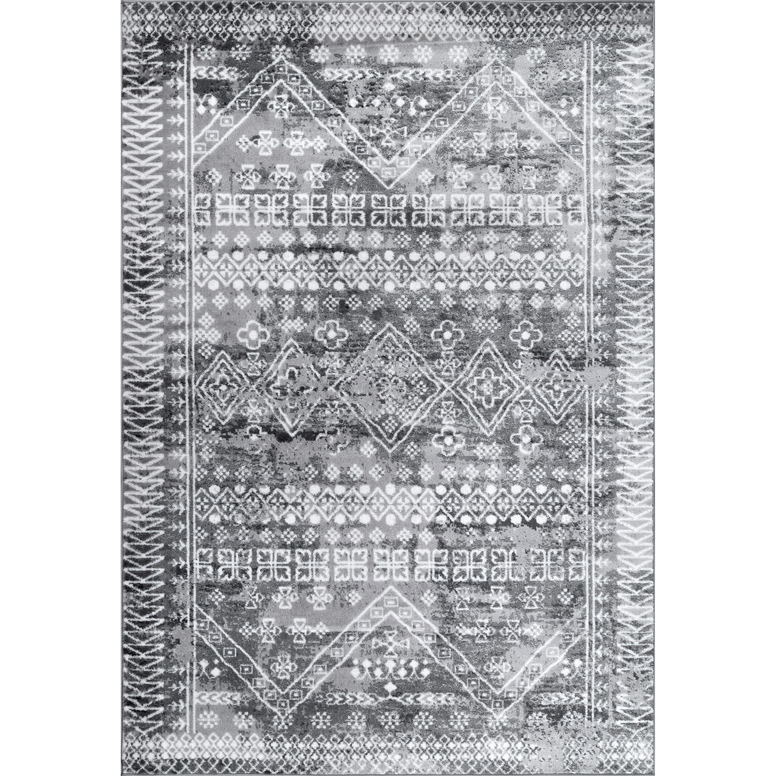 Nuloom Frances Moroccan 7x9 Indoor Area Rug for Living Room Bedroom Dining Room Kitchen, Grey/Ivory