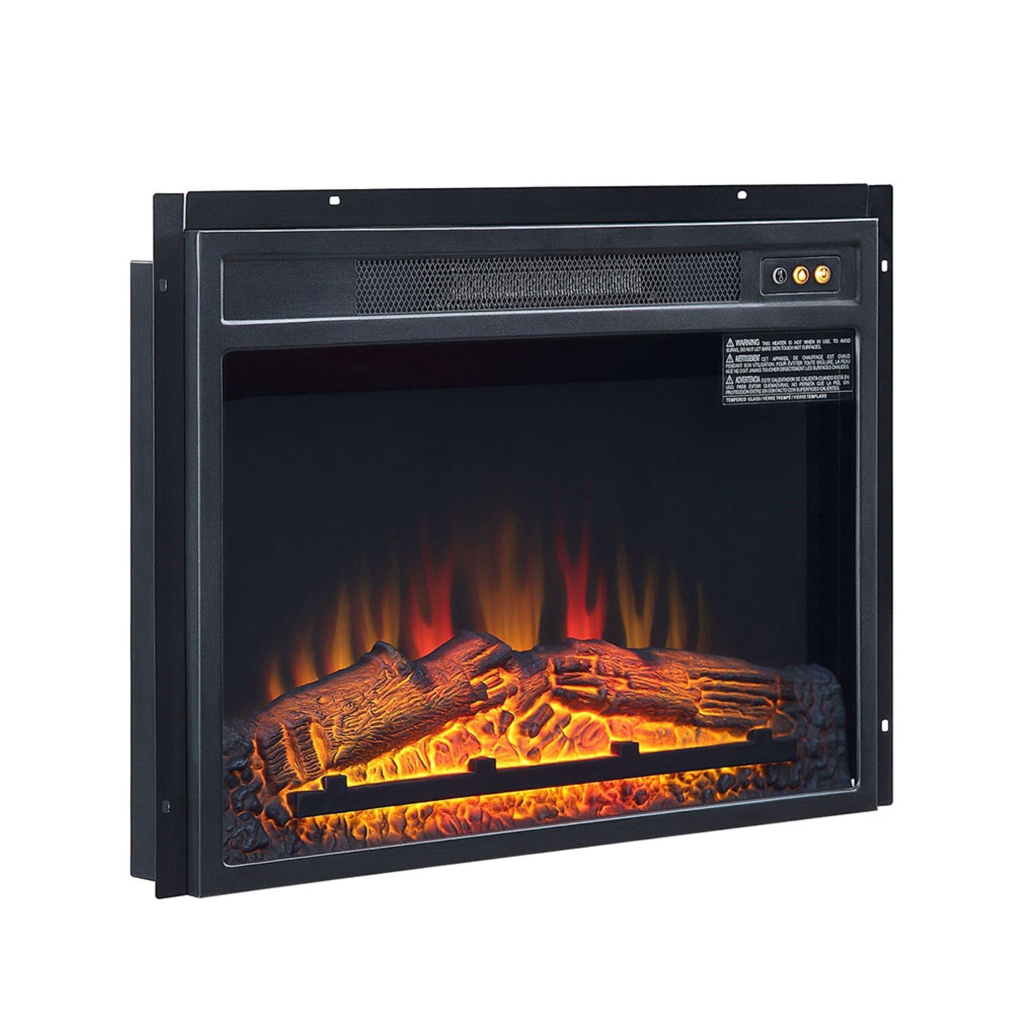 Manhattan Comfort Electric Metal Fireplace Box Insert in Black