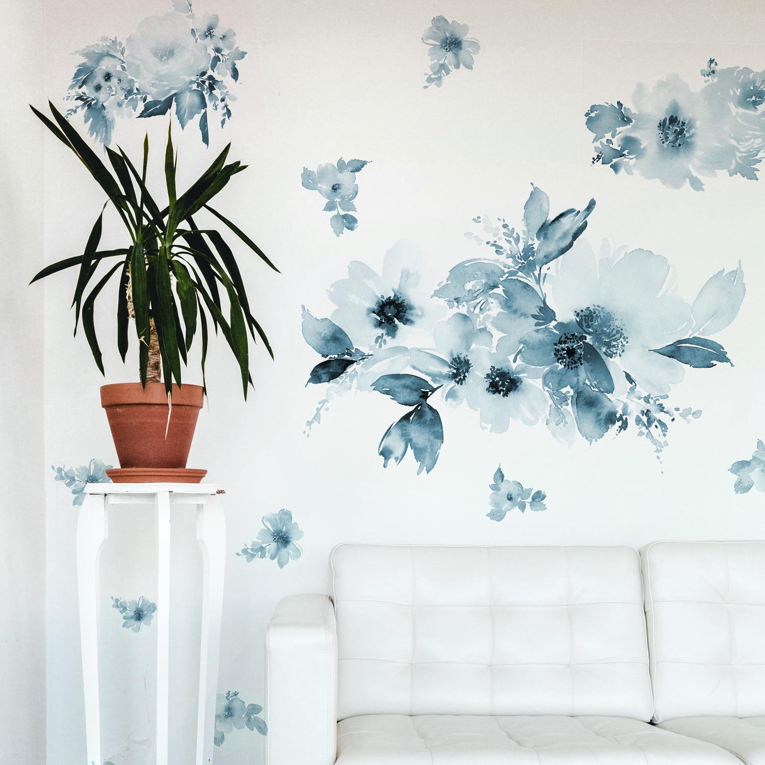 Floral Peel and Stick Giant Wall Decal - RoomMates: Repositionable Vinyl Botanical Stickers, Self-Adhesive Decor