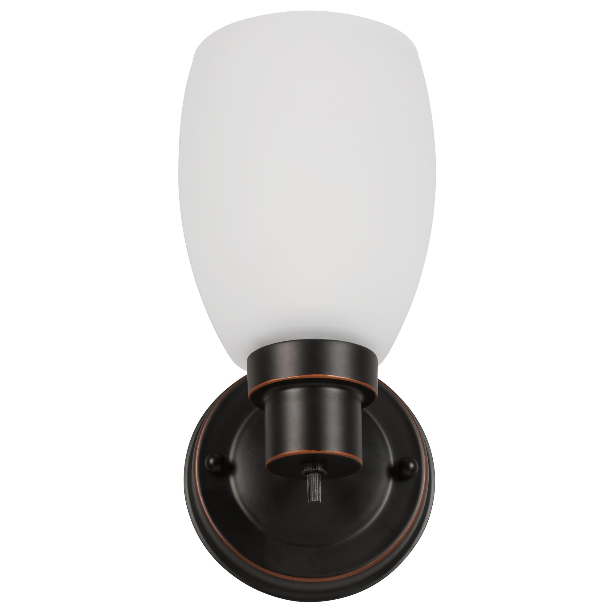 Design House 588814-Orb Lydia Transitional 1-Light Indoor Wall Light Dimmable with a White Frosted Glass Shade and Twist On/Off Switch for Hallway Foyer Bathroom, Oil Rubbed Bronze
