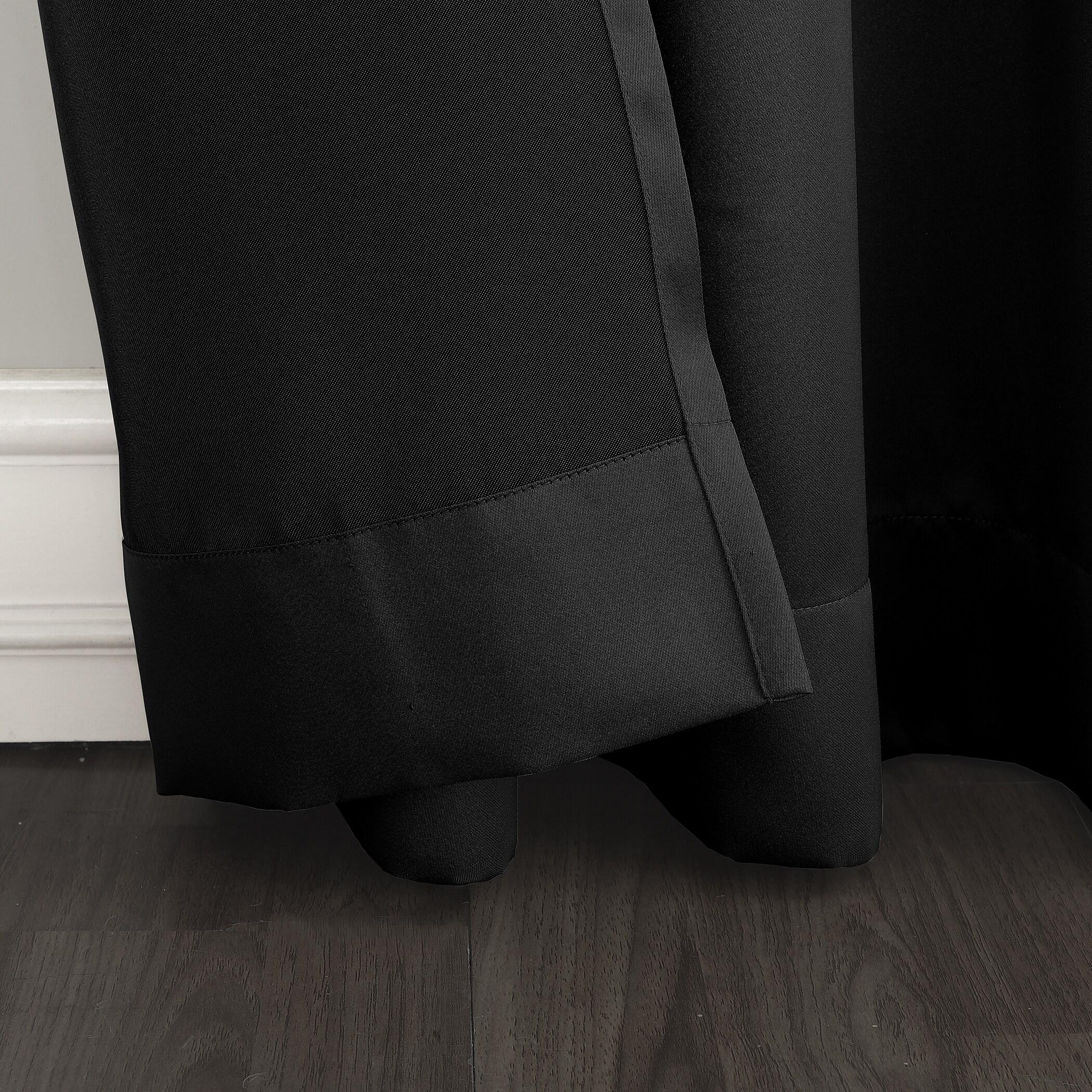 100"x84" Sun Zero Room Darkening Seymour Grommet Sliding Patio Door Curtain Panel Black: Modern Thermal Insulated