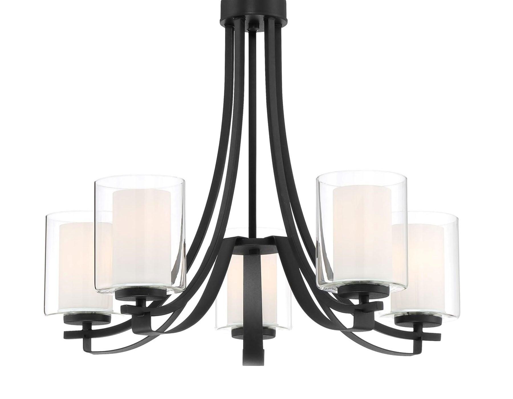 Minka Lavery Sand Coal Pendant Chandelier 25 1/2" Wide Modern Clear Outer White Inner Glass Shade 5-Light Fixture for Dining Room