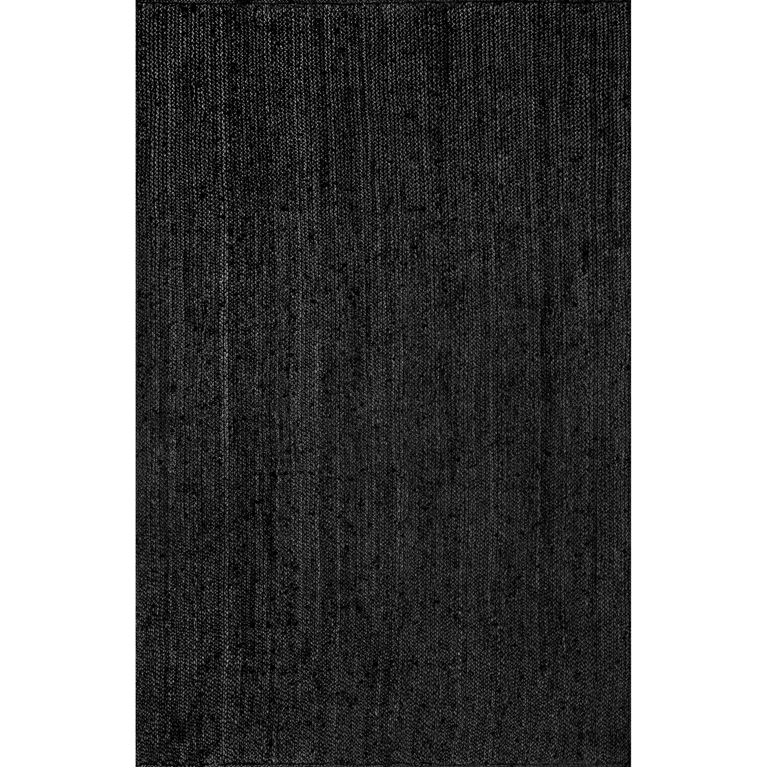 6'x9' Hand Woven Rigo Jute Area Rug Black - nuLOOM: Farmhouse Style, Low Pile, Rectangle, Indoor Use