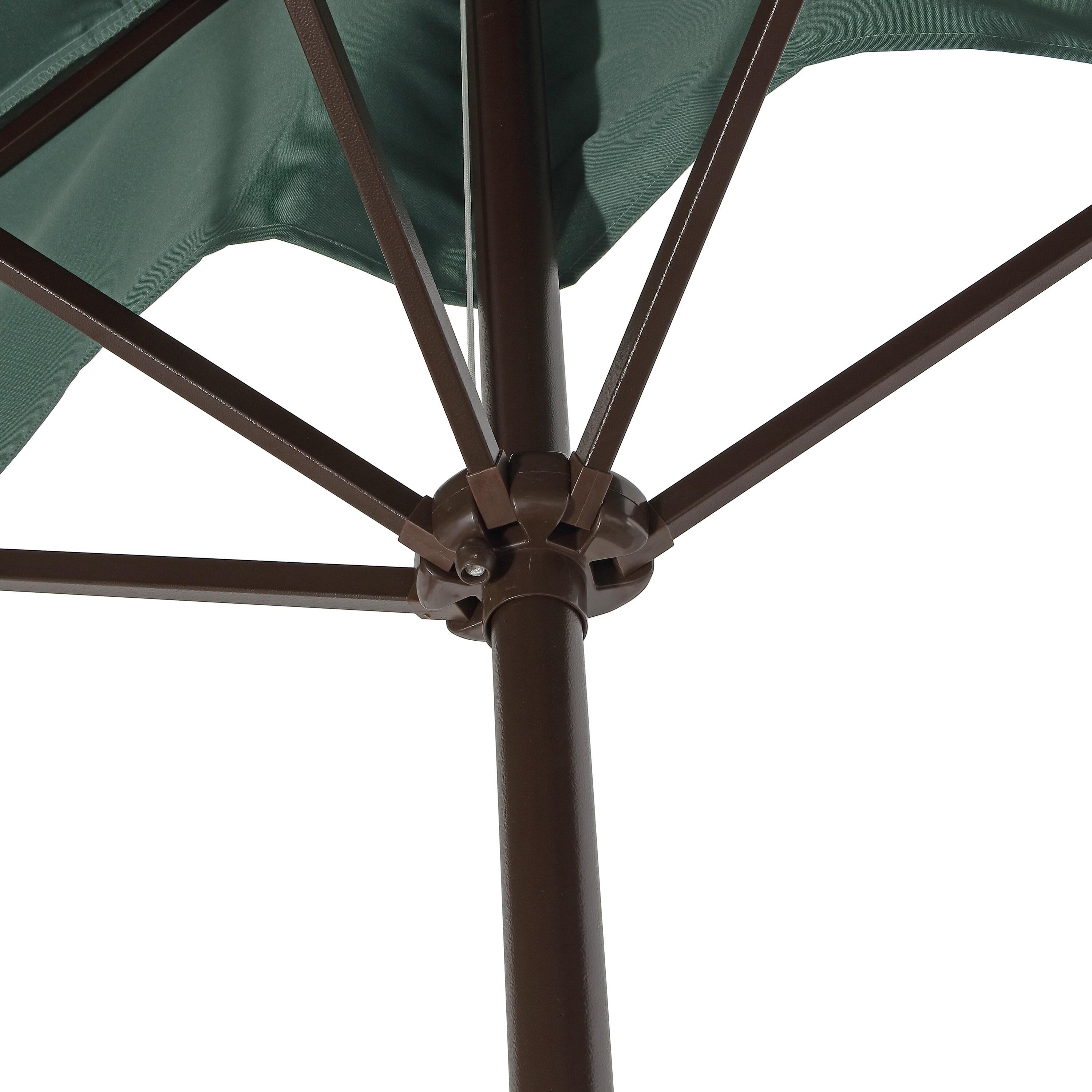 JONATHAN Y Sidney 9 ft. Classic MidCentury Rectangular Half Market Patio Umbrella with Crank, Wind Vent and UV Protection in Green/White