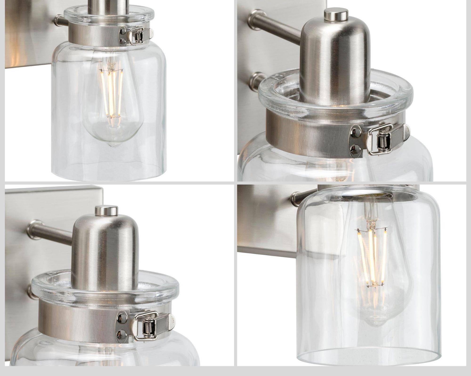 Progress Lighting Calhoun Collection 1-Light Bath & Vanity Wall Light, Brushed Nickel, Clear Glass Shade