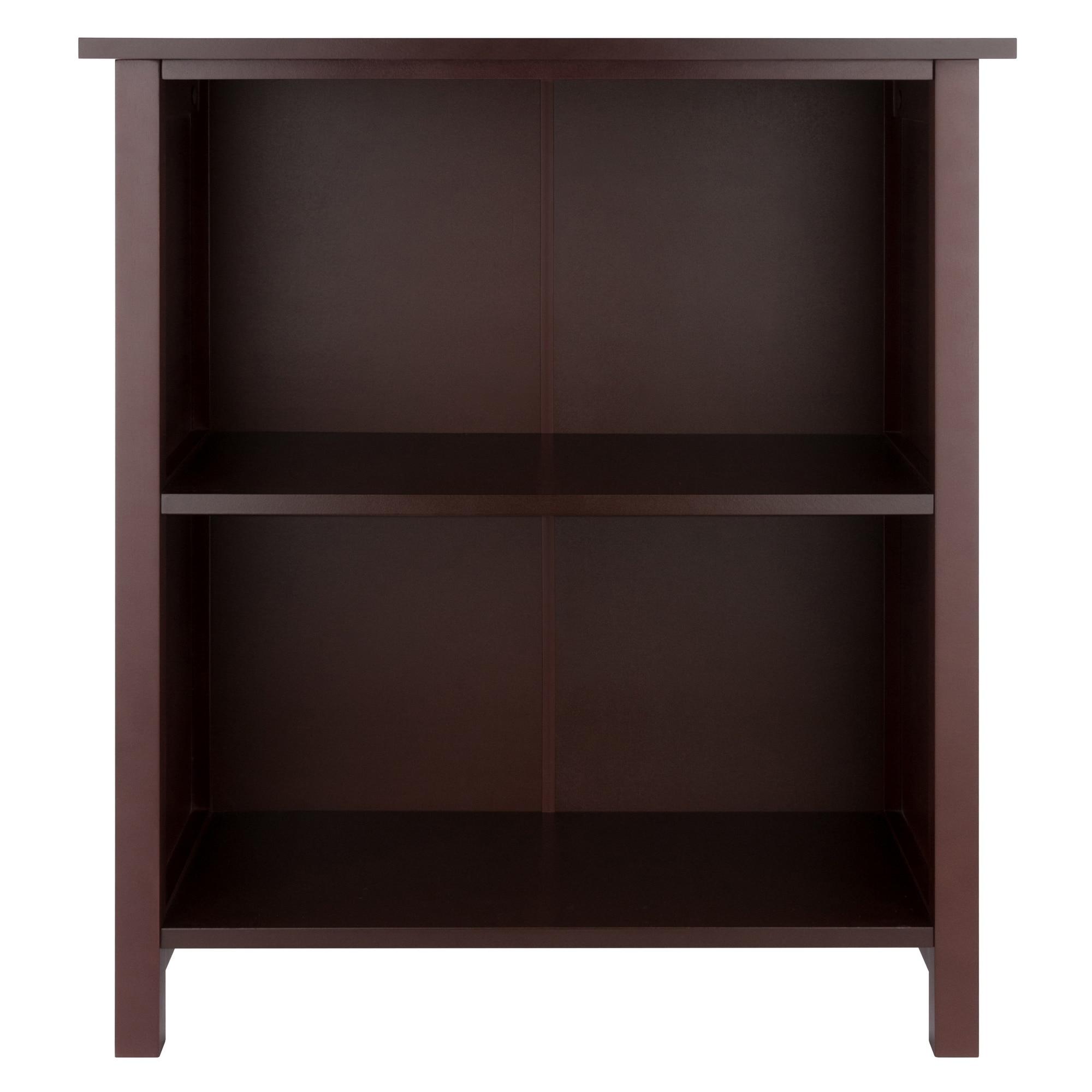 30" 3 Tier Milan Storage Shelf or Bookshelf Medium Walnut - Winsome: Mid-Century Modern Design, Wood Composite, Metal Hardware