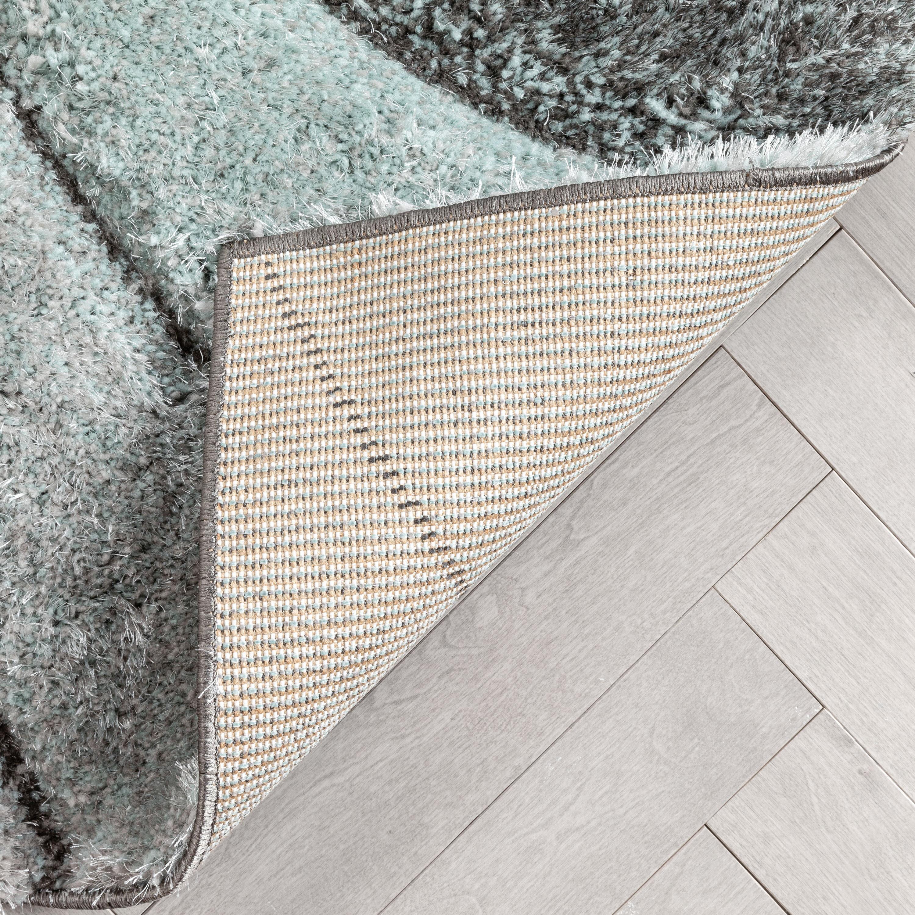 San Francisco Luz Modern Geometric Light Blue 3D Textured Thick & Soft Shag Rug