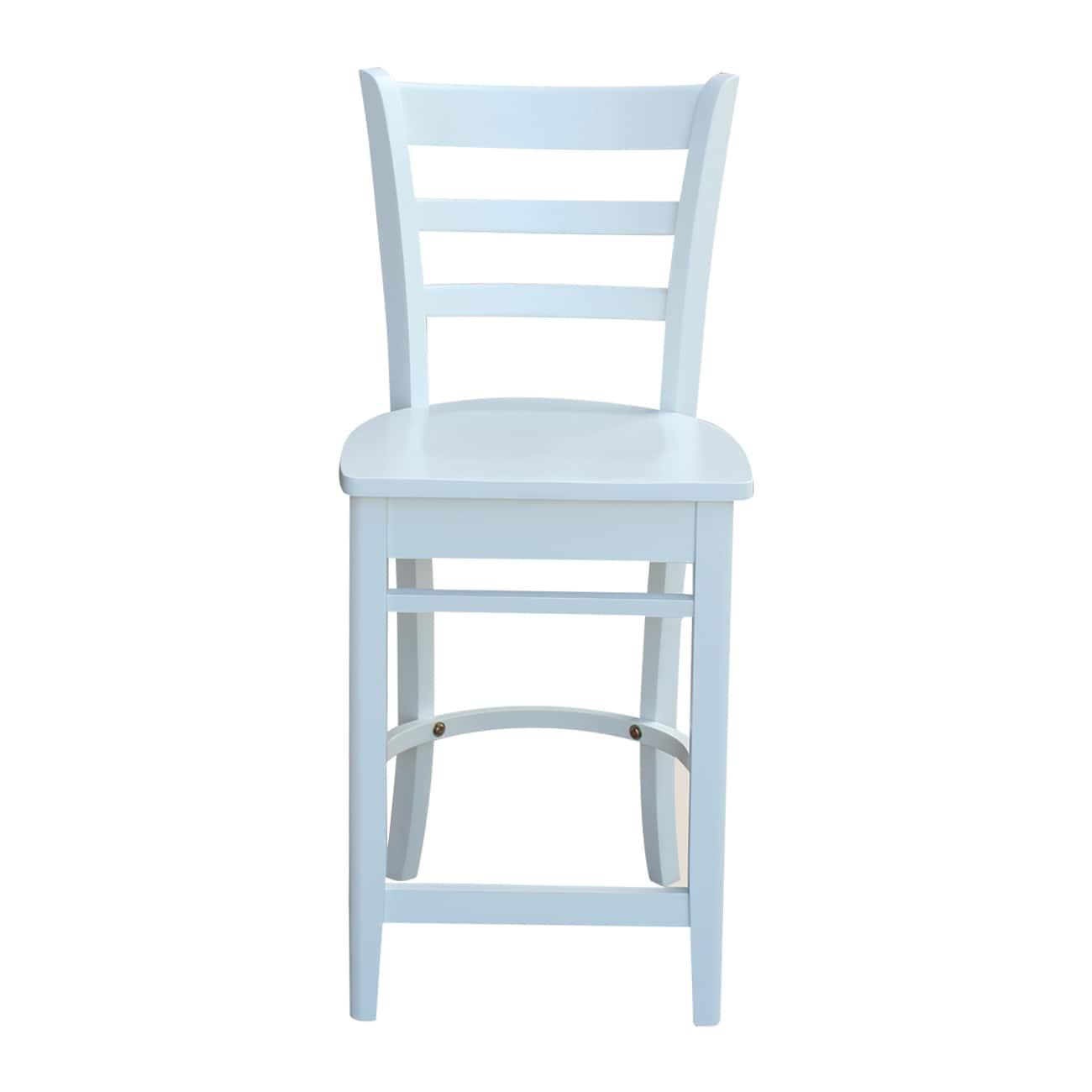 24" Emily Counter Height Barstool White - International Concepts: Hardwood Frame, Ladder-Back Design, Kitchen-Compatible