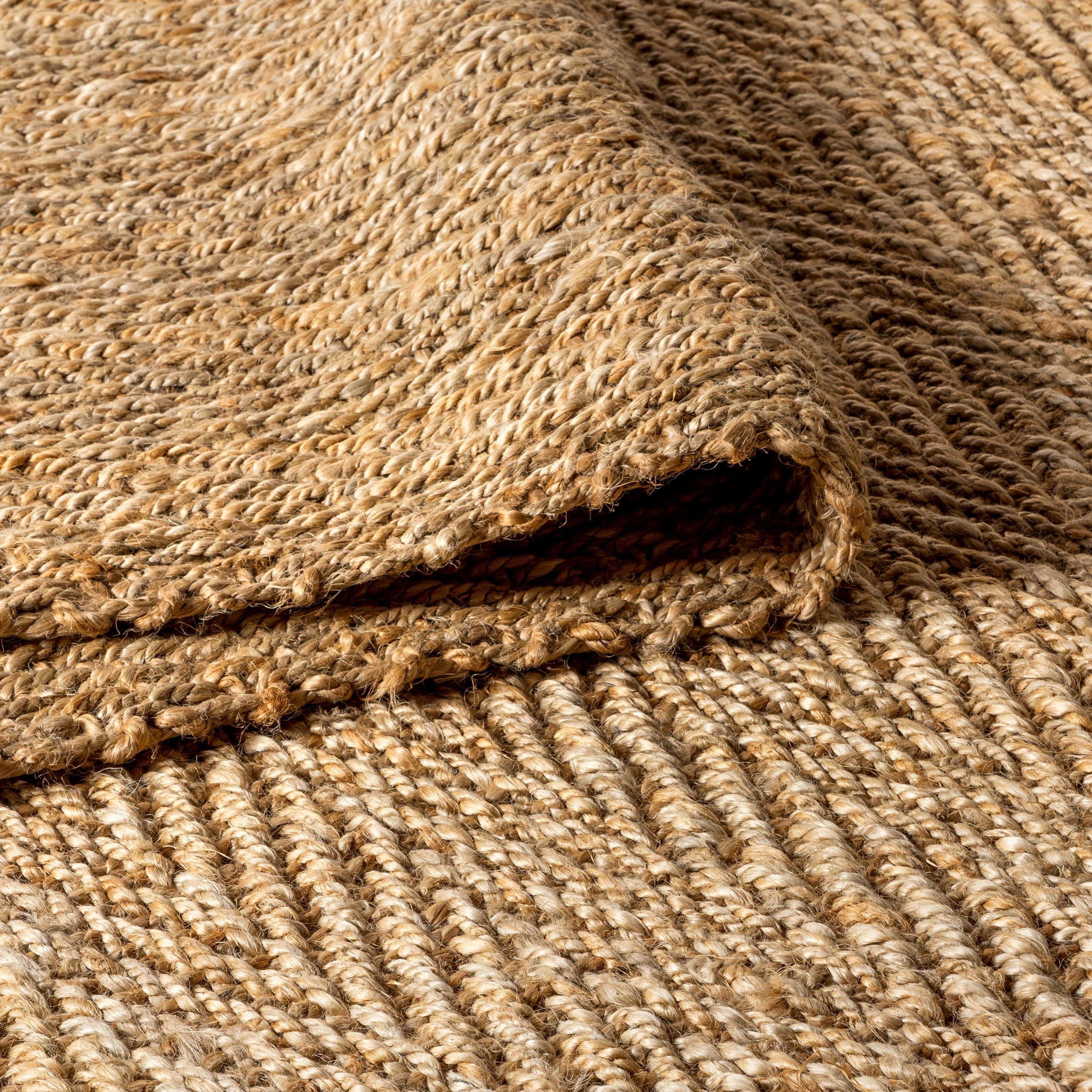 Espina Hand Woven Herringbone Chunky Jute Natural 6' Square Area Rug - JONATHAN Y