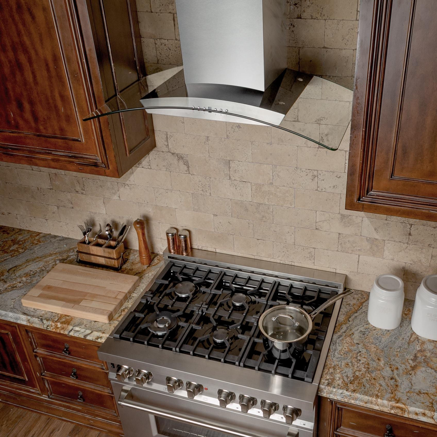 ZLINE 36 in. Convertible Vent Wall Mount Range Hood in Stainless Steel & Glass (KZ-36)