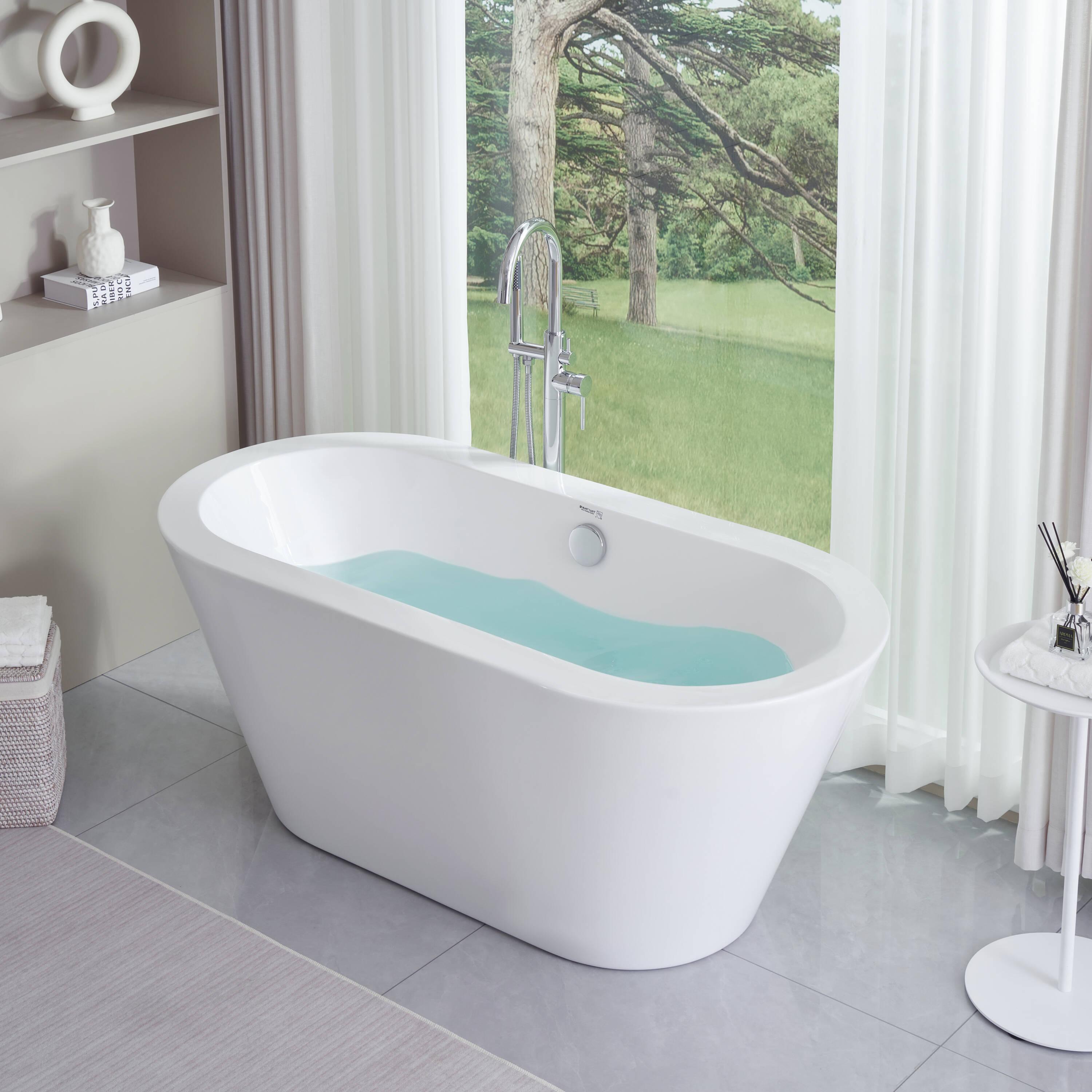 Iris 59" x 30" Freestanding Soaking Acrylic Bathtub