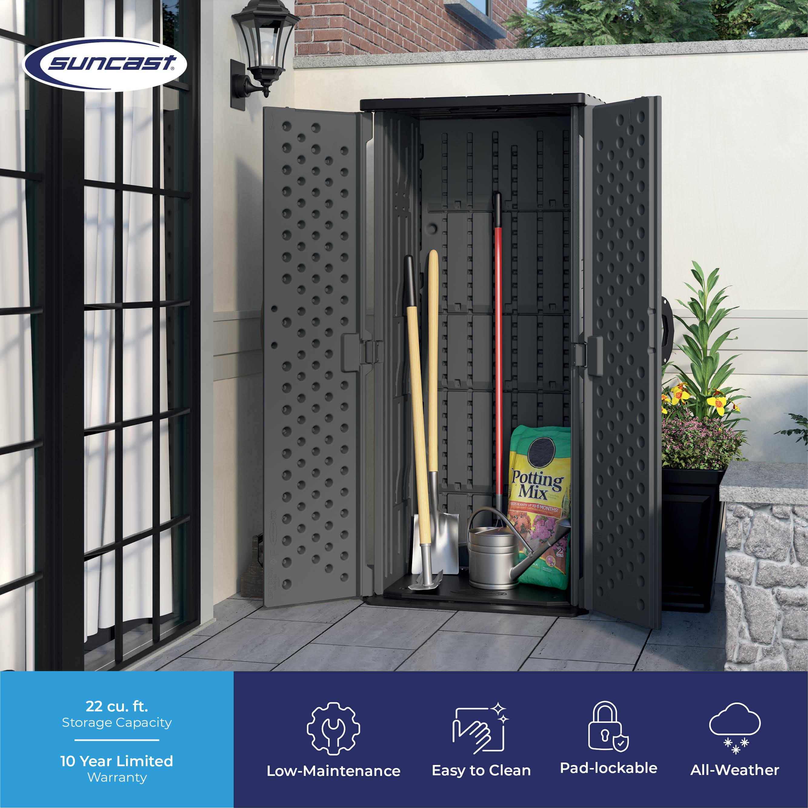 Suncast Suncast Outdoor 32.25 in. W x 24.75 in. D x 72 in. H Resin Vertical Tool Shed