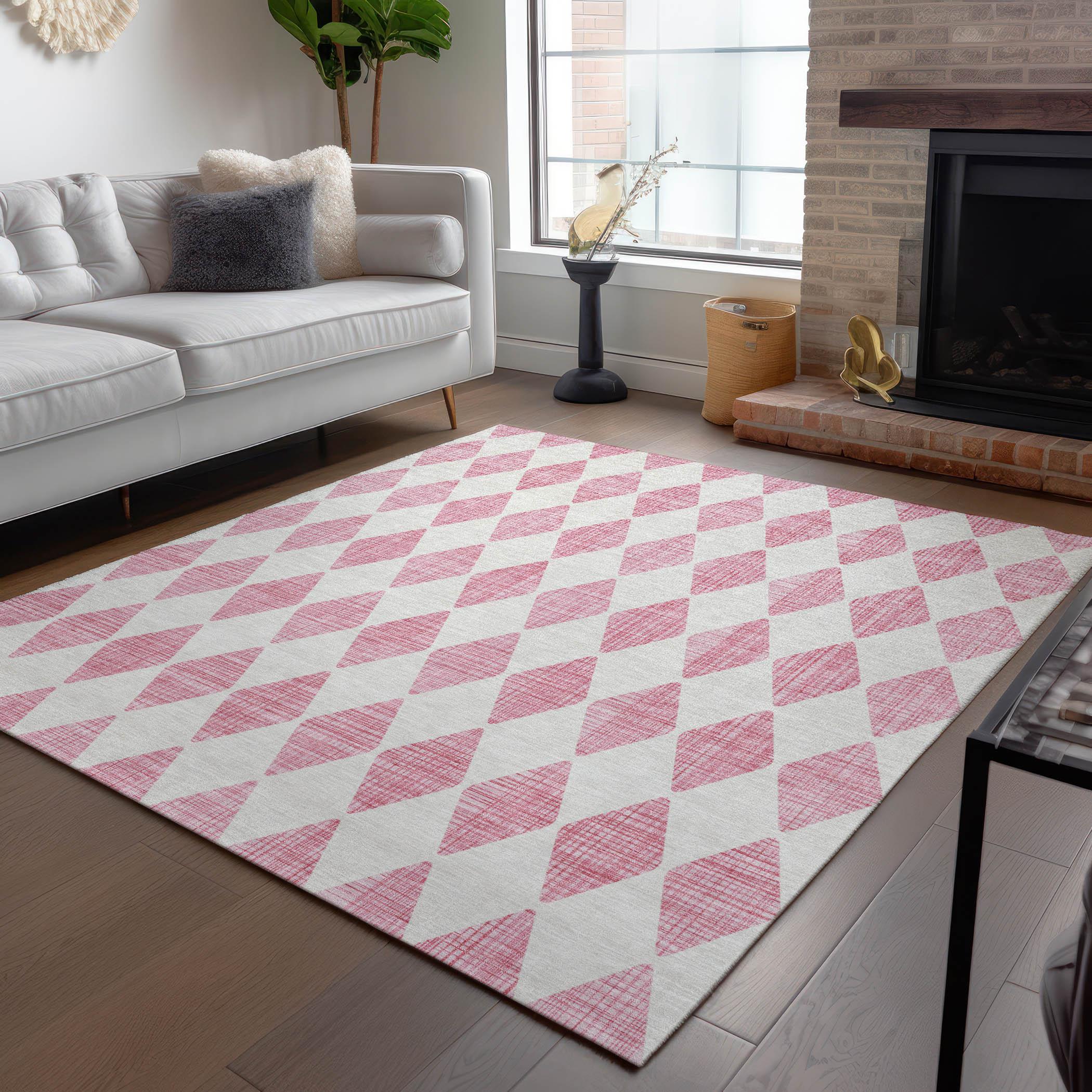 Addison Rugs Machine Washable Indoor/ Outdoor Chantille Diamonds Rug Pink - 8' x 10'
