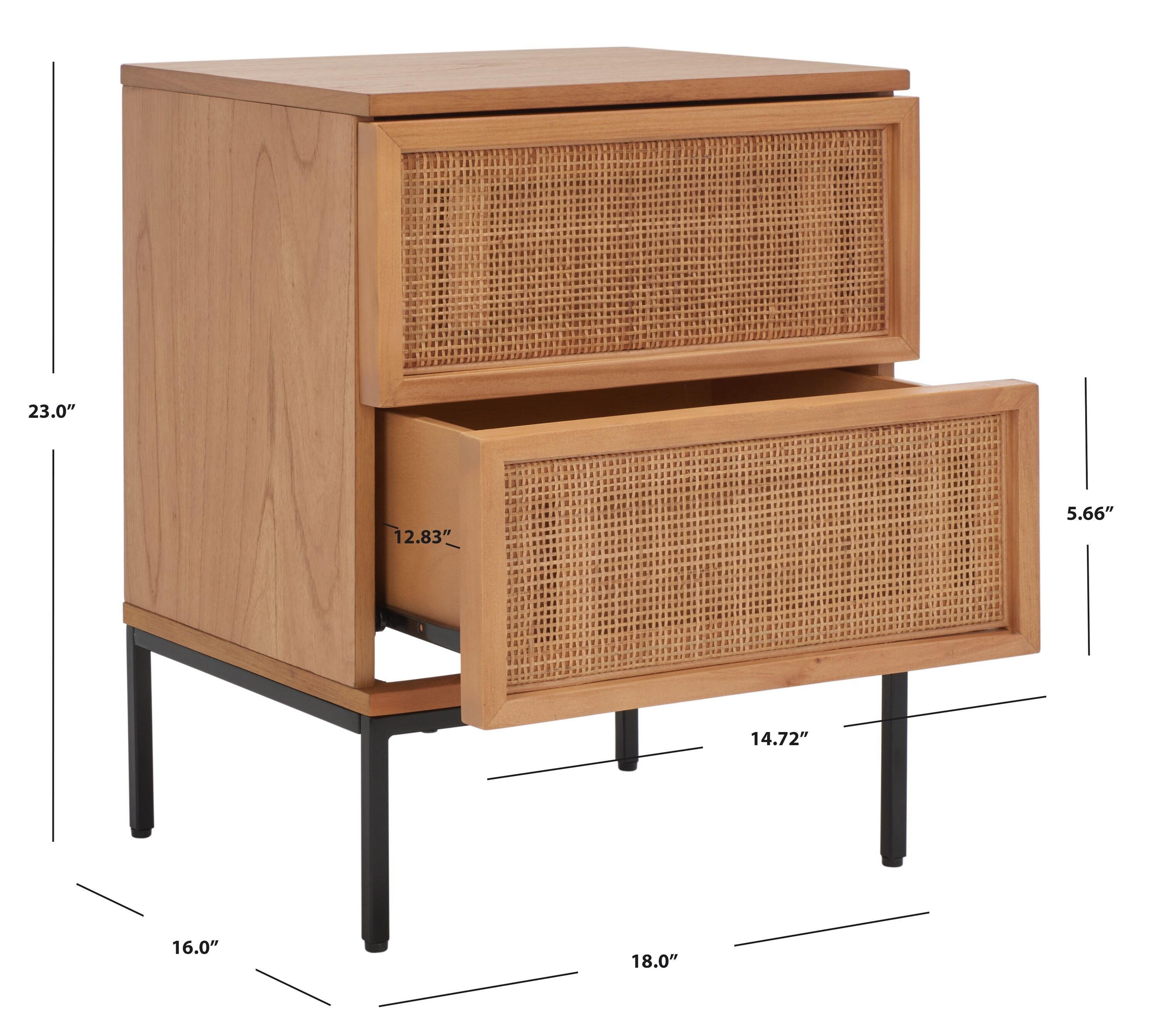 Zadie 2 Drawer Rattan Nightstand - NST5007 - Natural/Black - Safavieh