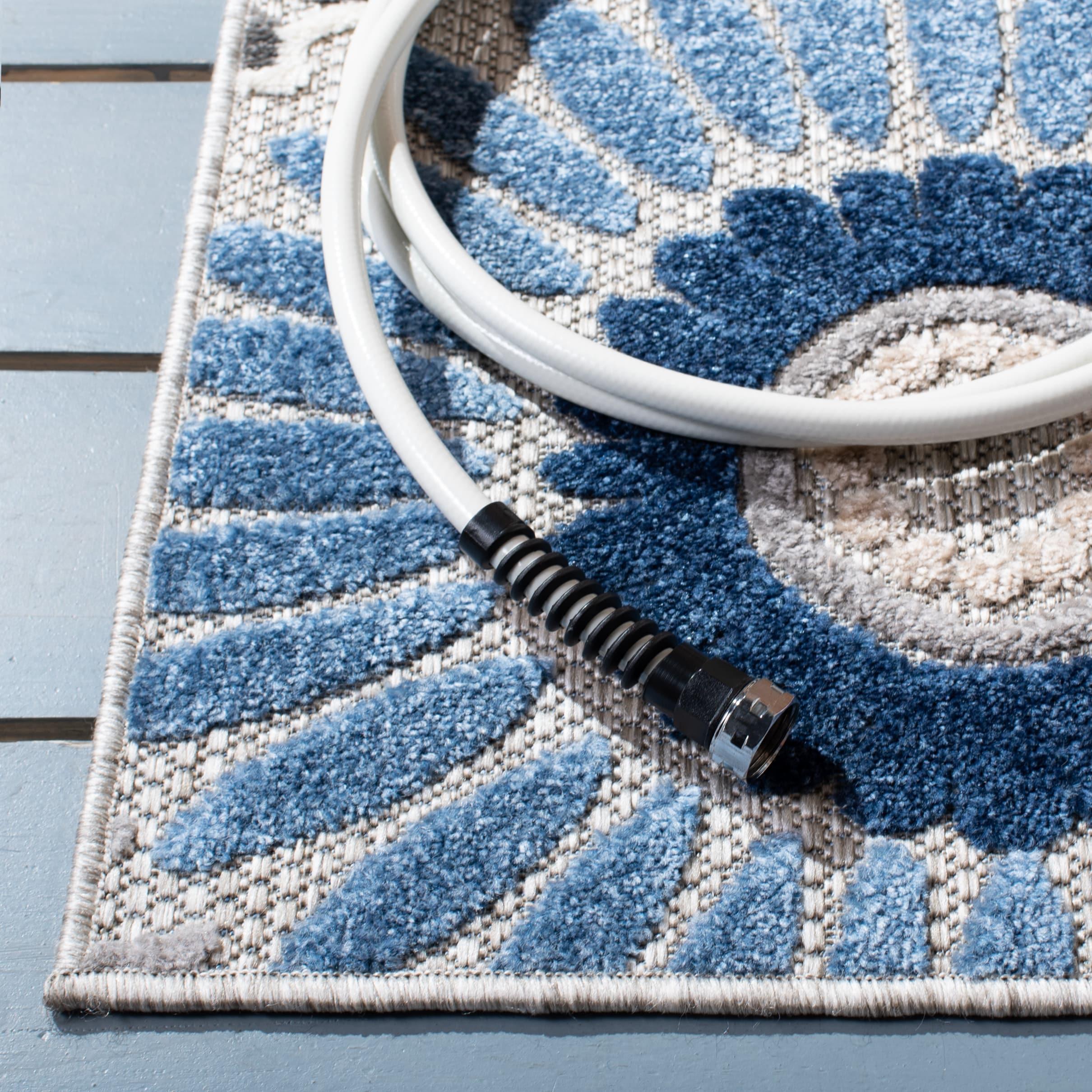 Cabana CBN382 Loomed Indoor Area Rug - Grey/Blue - 6'7"x6'7" - Safavieh