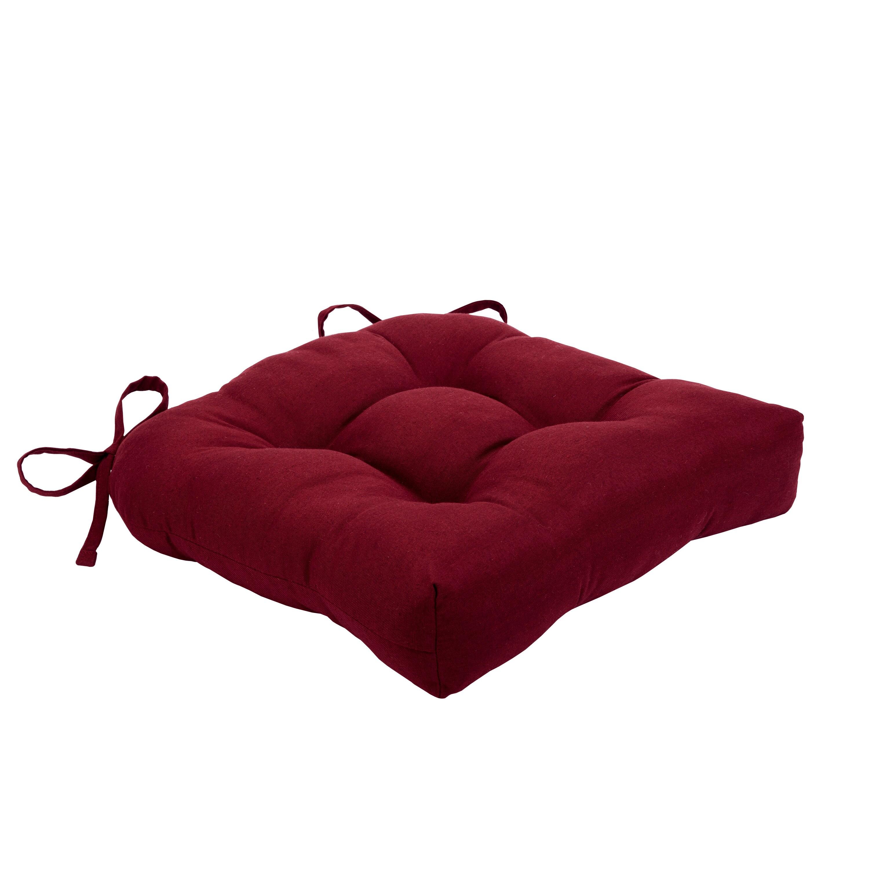 Achim Importing Co. Inc Chase Tufted Chair Seat Cushions, Set of Two-Color:Burgundy