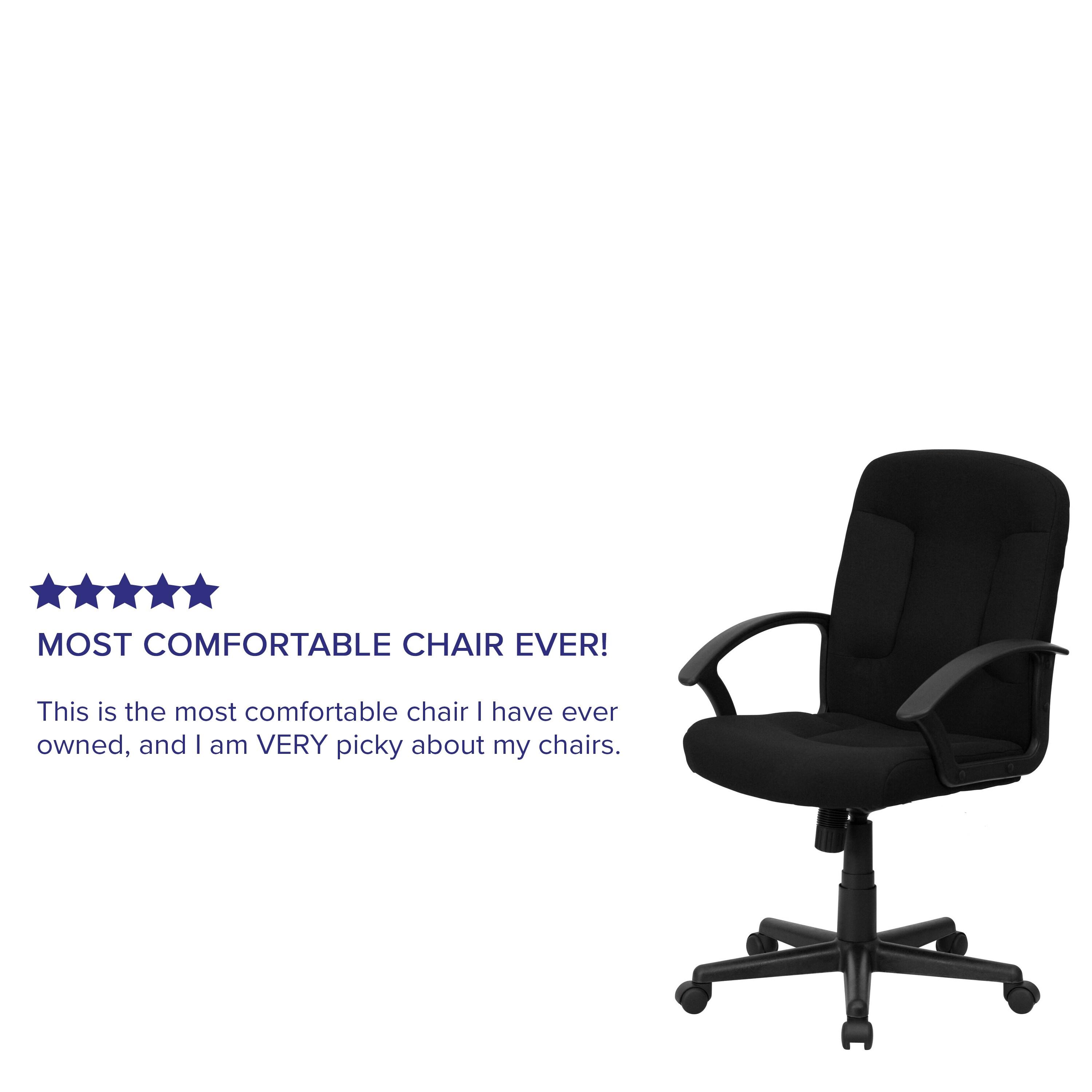 BizChair Indoor Fabric Mid-Back Swivel Office Desk Chair, Black