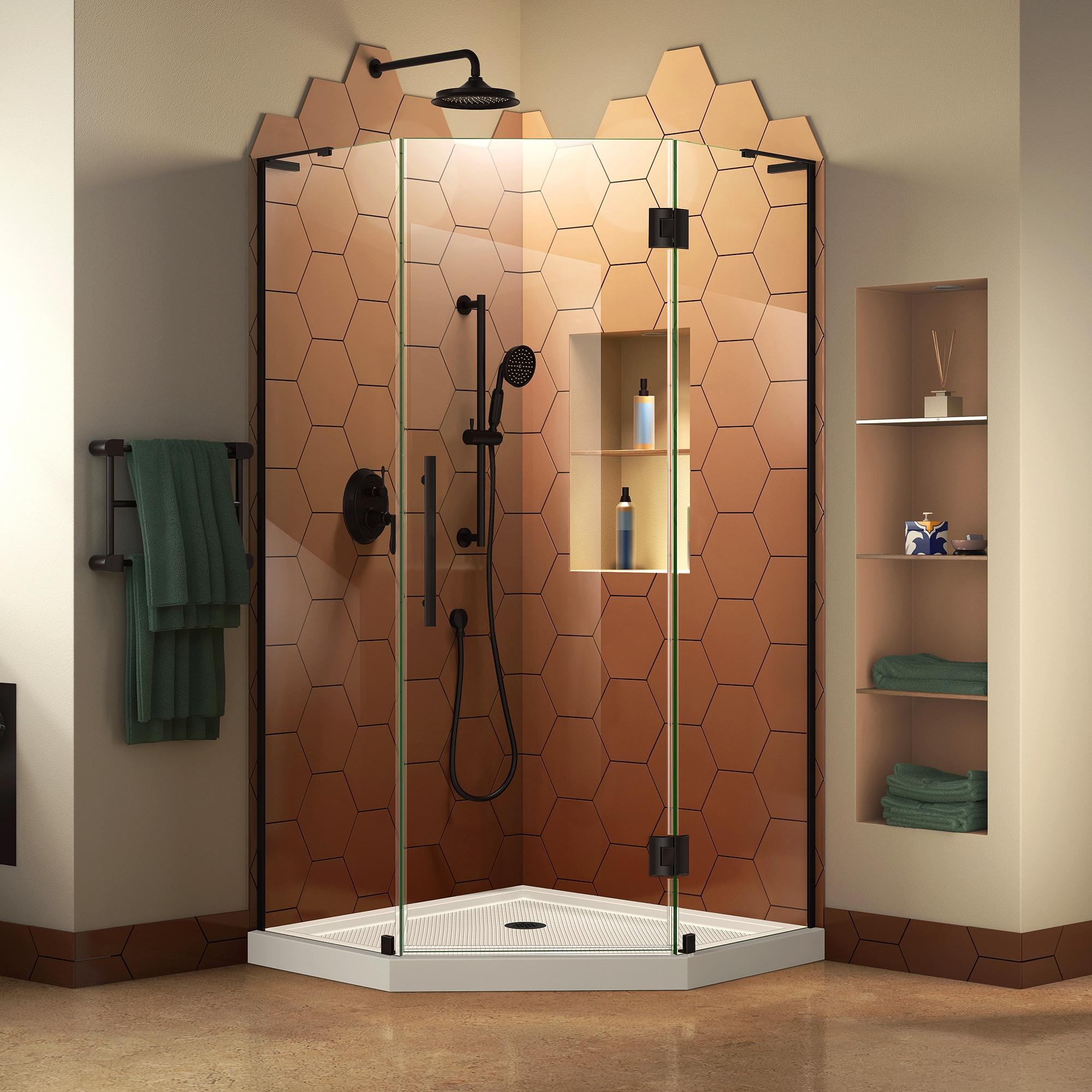 Prism Plus 38" W x 38" D x 74.75" H Frameless Neo-Angle Shower Enclosure with Base Included